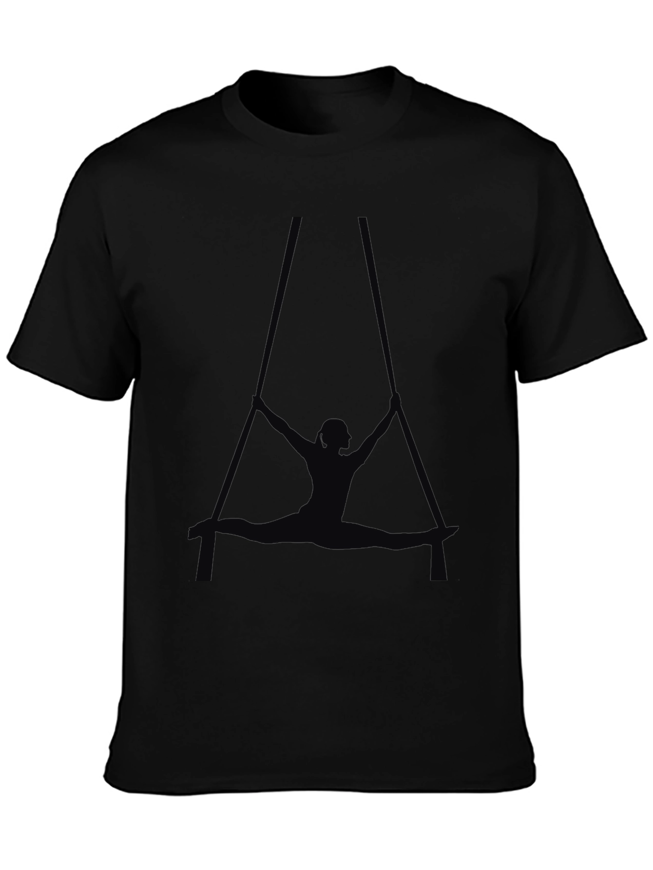 Black Aerial Silk Silhouette Black T-Shirt view 3