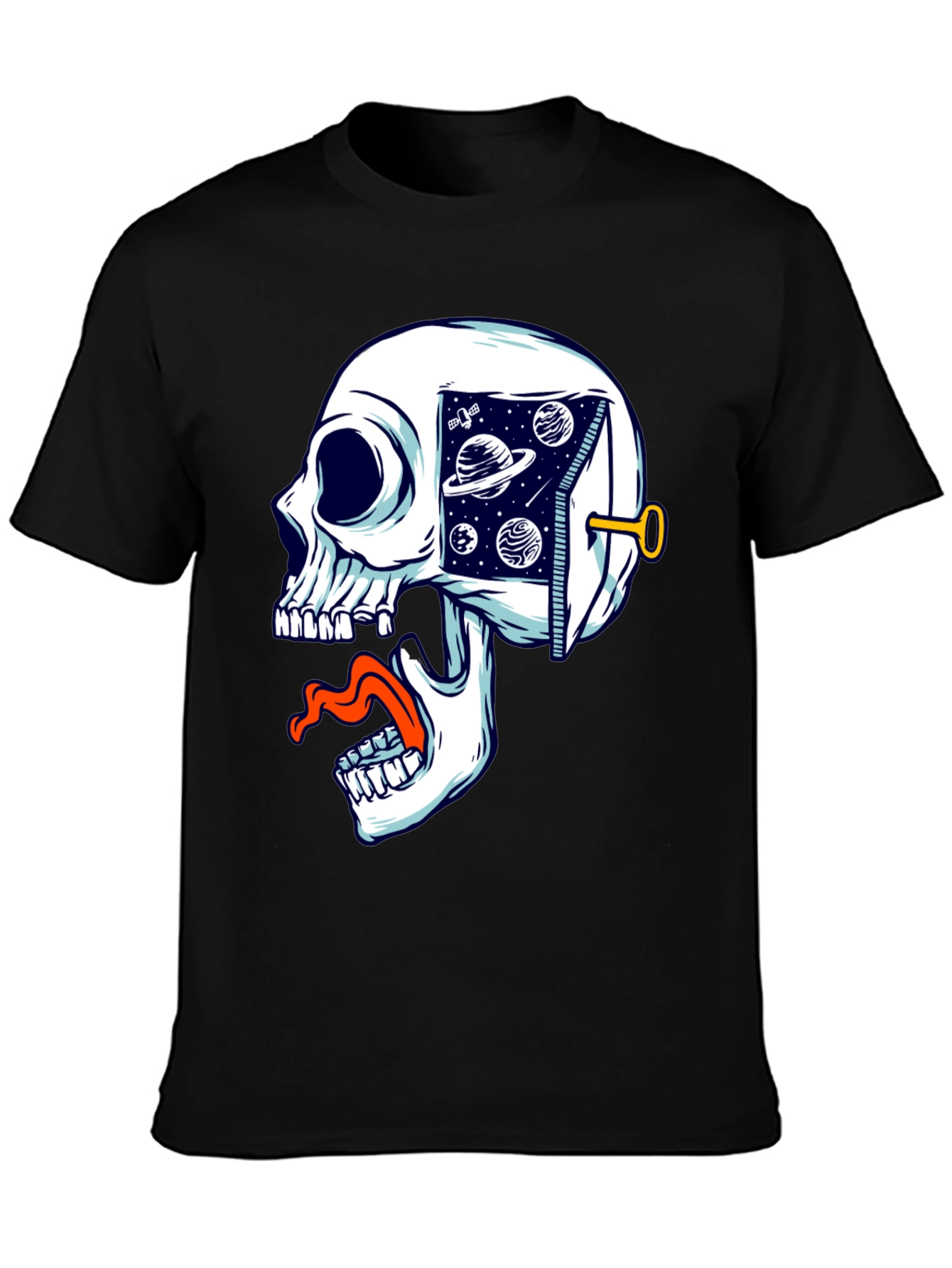 Black Cosmic Skull T-Shirt - Unisex Graphic Tee view 3