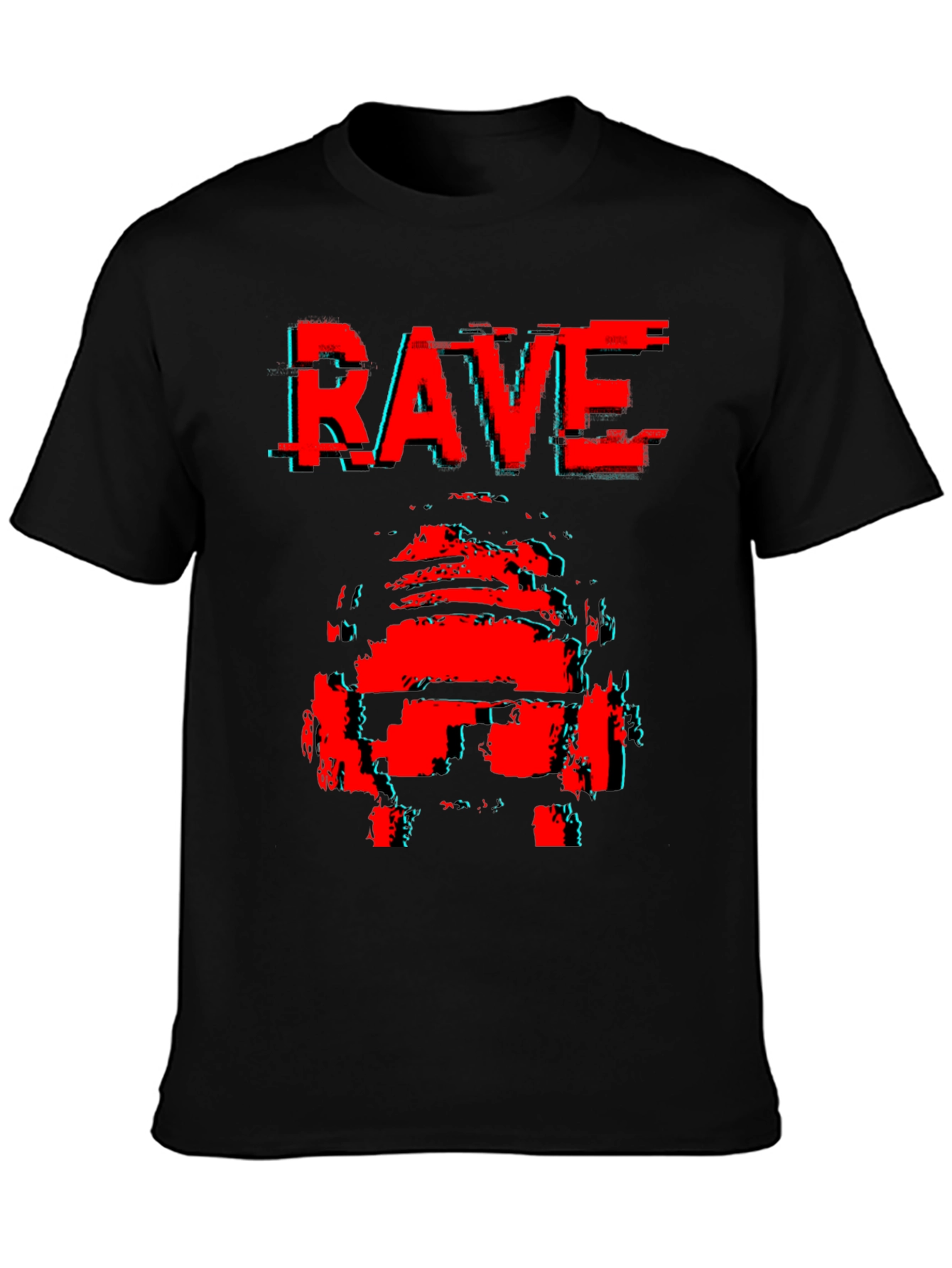 Black Rave Glitch T-Shirt - Retro Style view 3