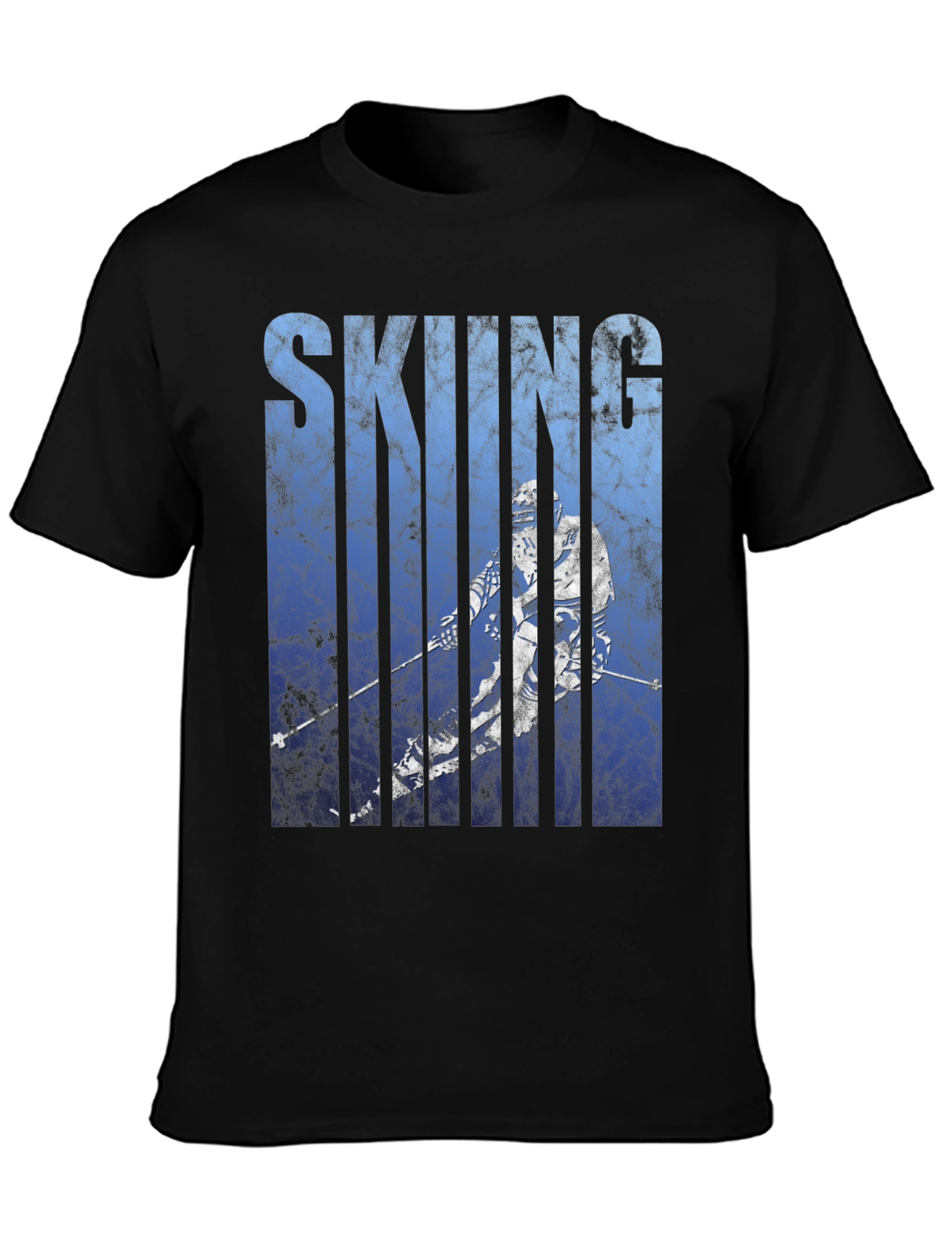 Black Skiing Graphic Tee - Black Cotton Blend view 3