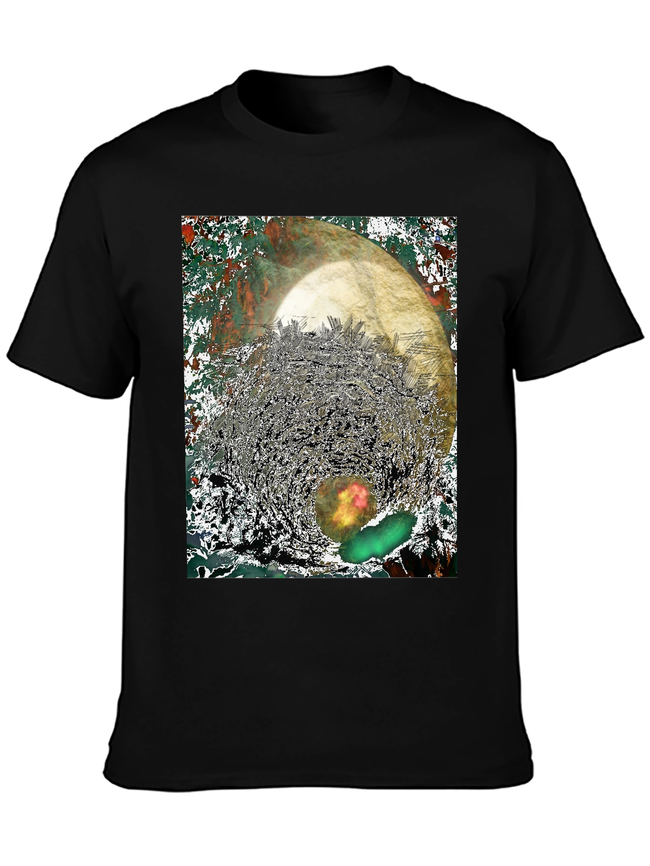 Black Abstract Print Tee - Unique Graphic T-Shirt view 3