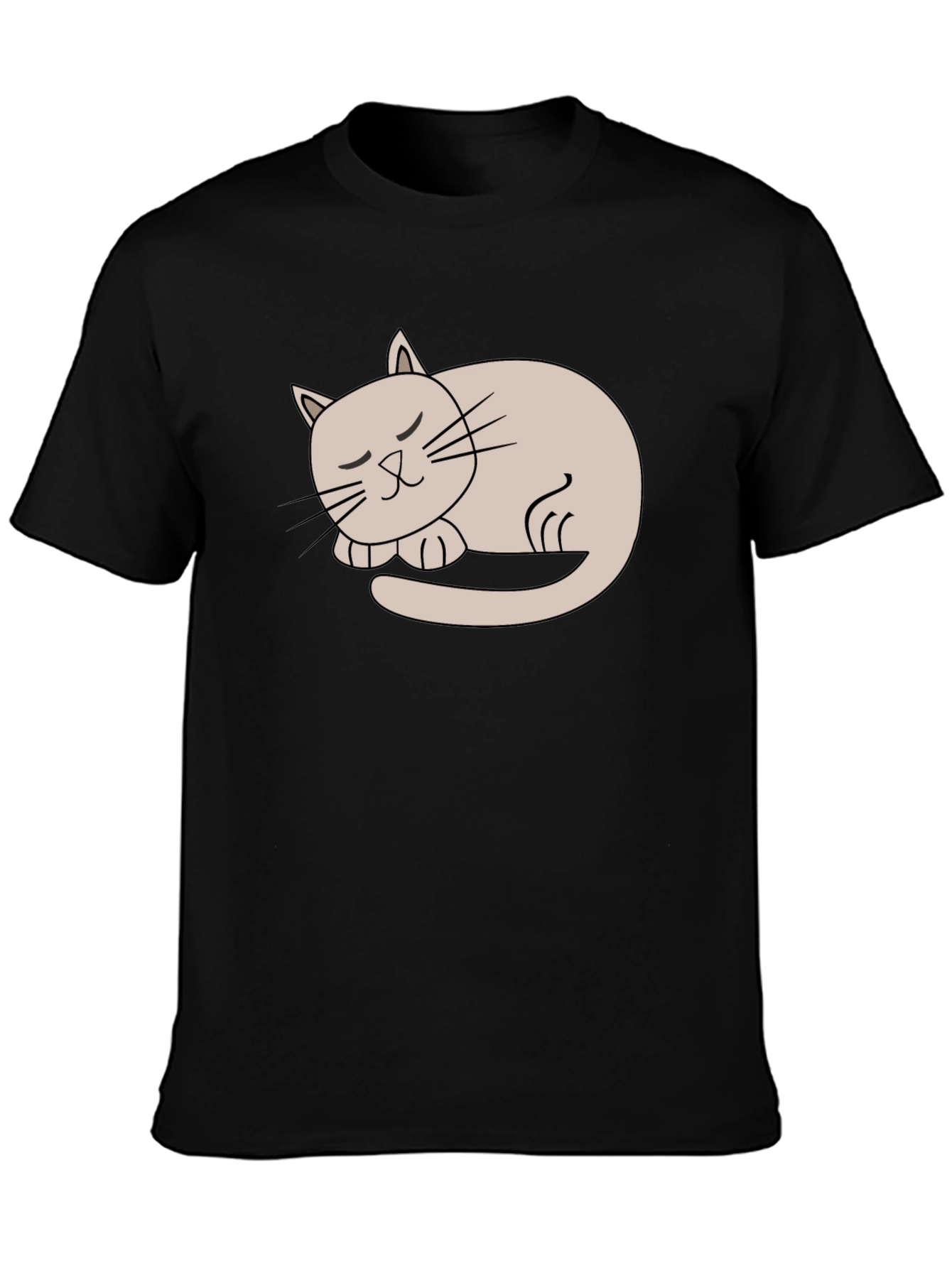 Black Cute Cat Nap T-Shirt - Soft Style Tee view 3