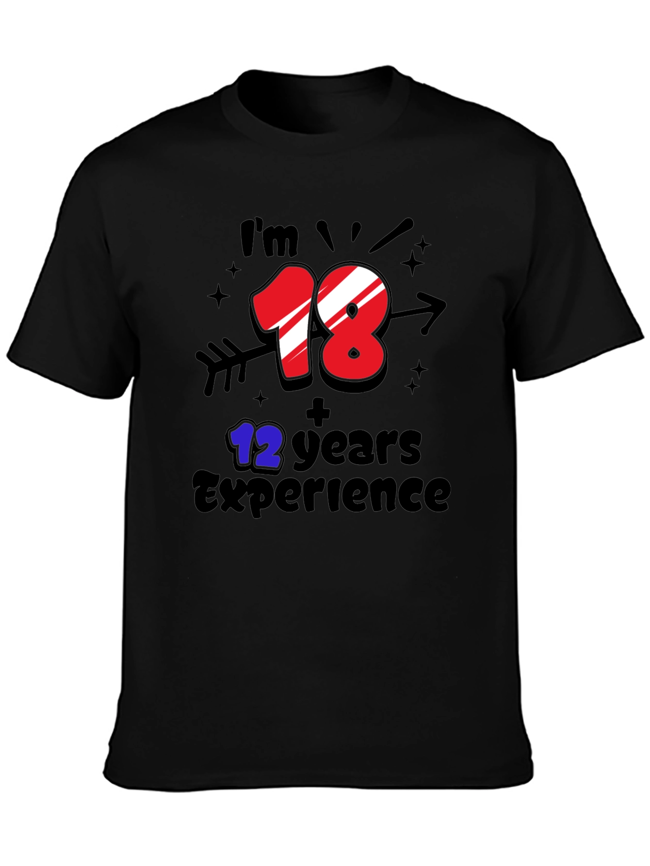 Black Funny 30th Birthday T-Shirt: 18+12 Years Experience view 3