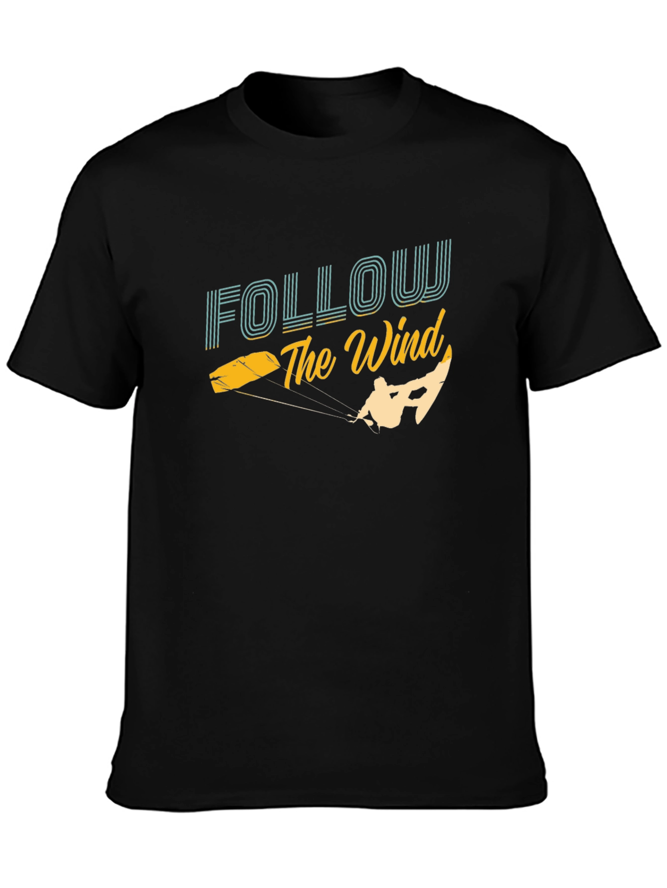 Black Follow The Wind Kitesurfing Graphic T-Shirt view 3