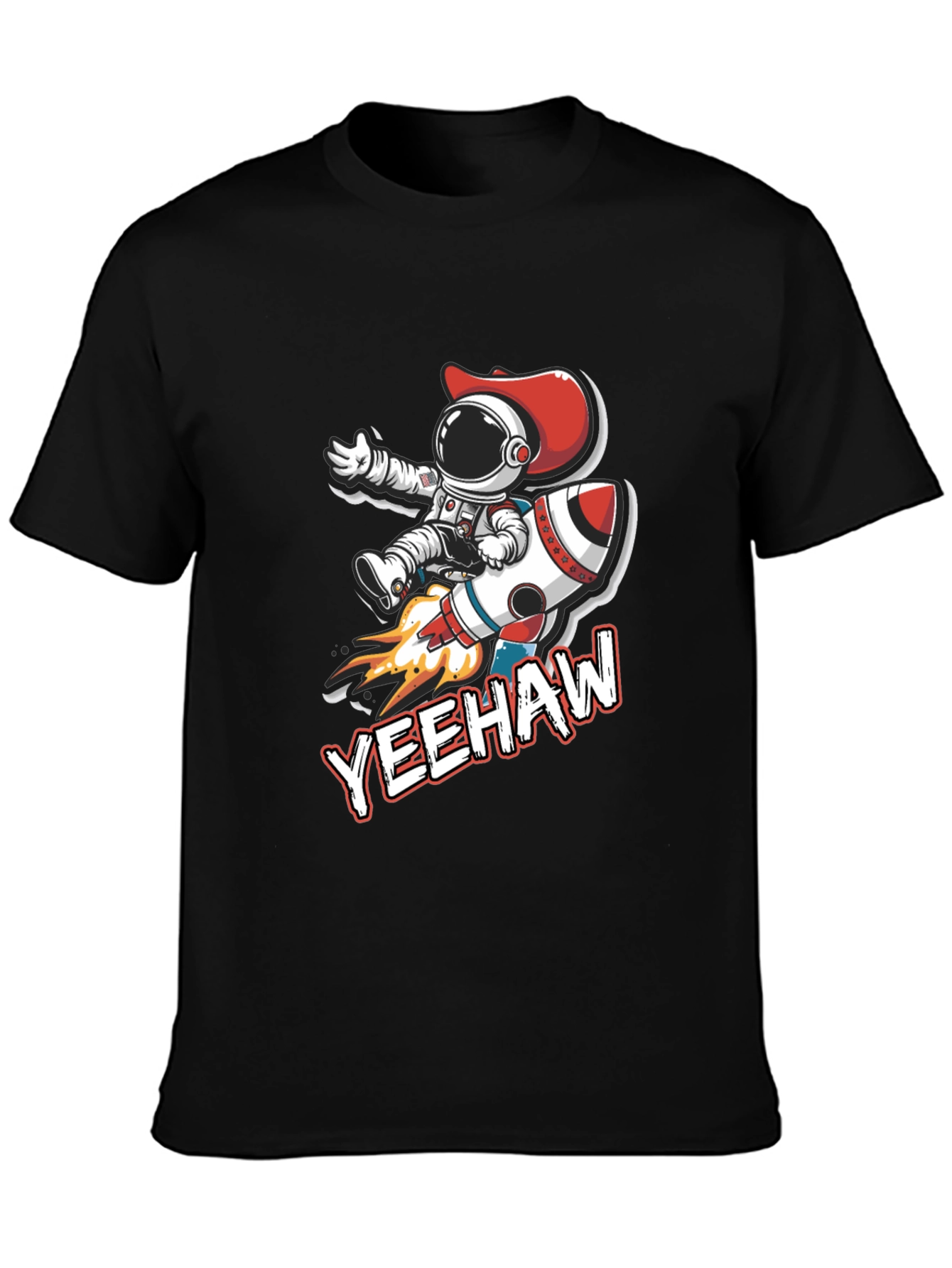 Black Yeehaw Astronaut T-Shirt: Space Cowboy Design view 3