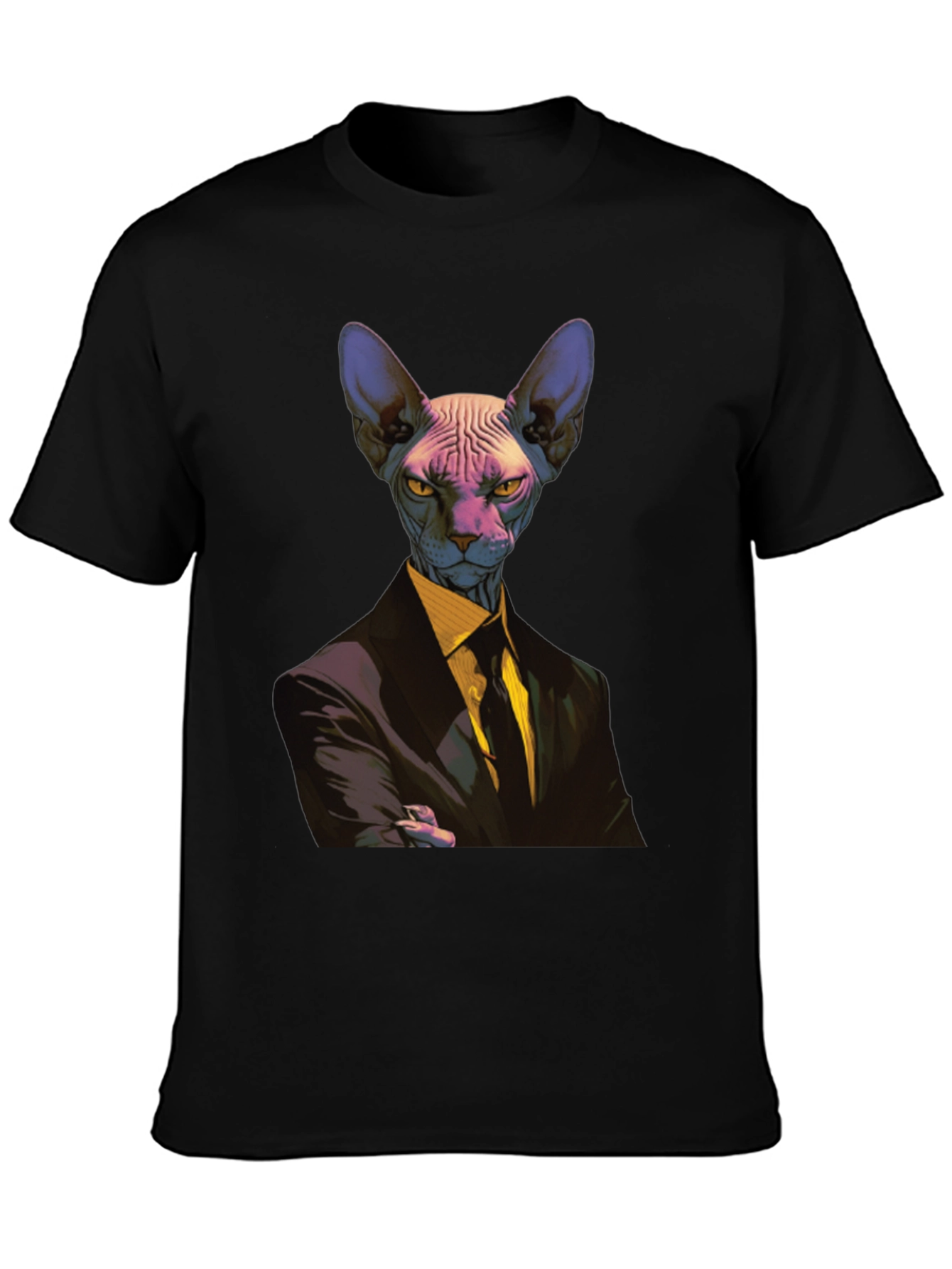 Black Sphynx Cat Suit T-Shirt - Funny Animal Tee view 3