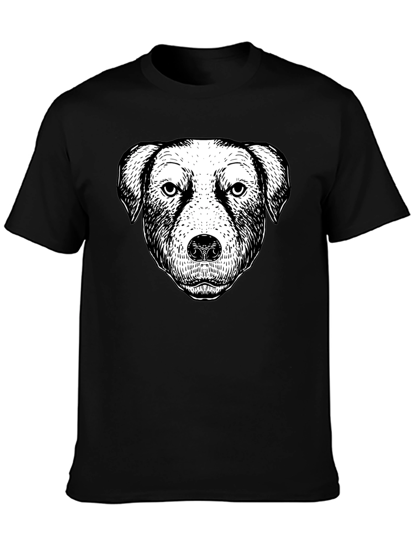 Black Dog Portrait Graphic Black T-Shirt view 3
