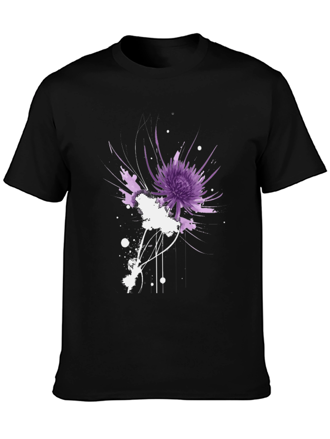 Black Abstract Floral Graphic Black T-Shirt view 3