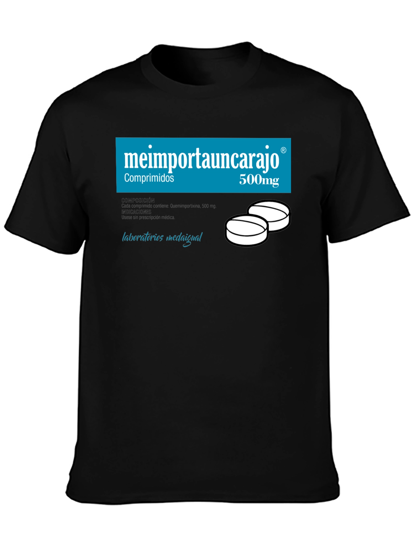 Black Humorous "Me Importa Un Carajo" T-Shirt view 3