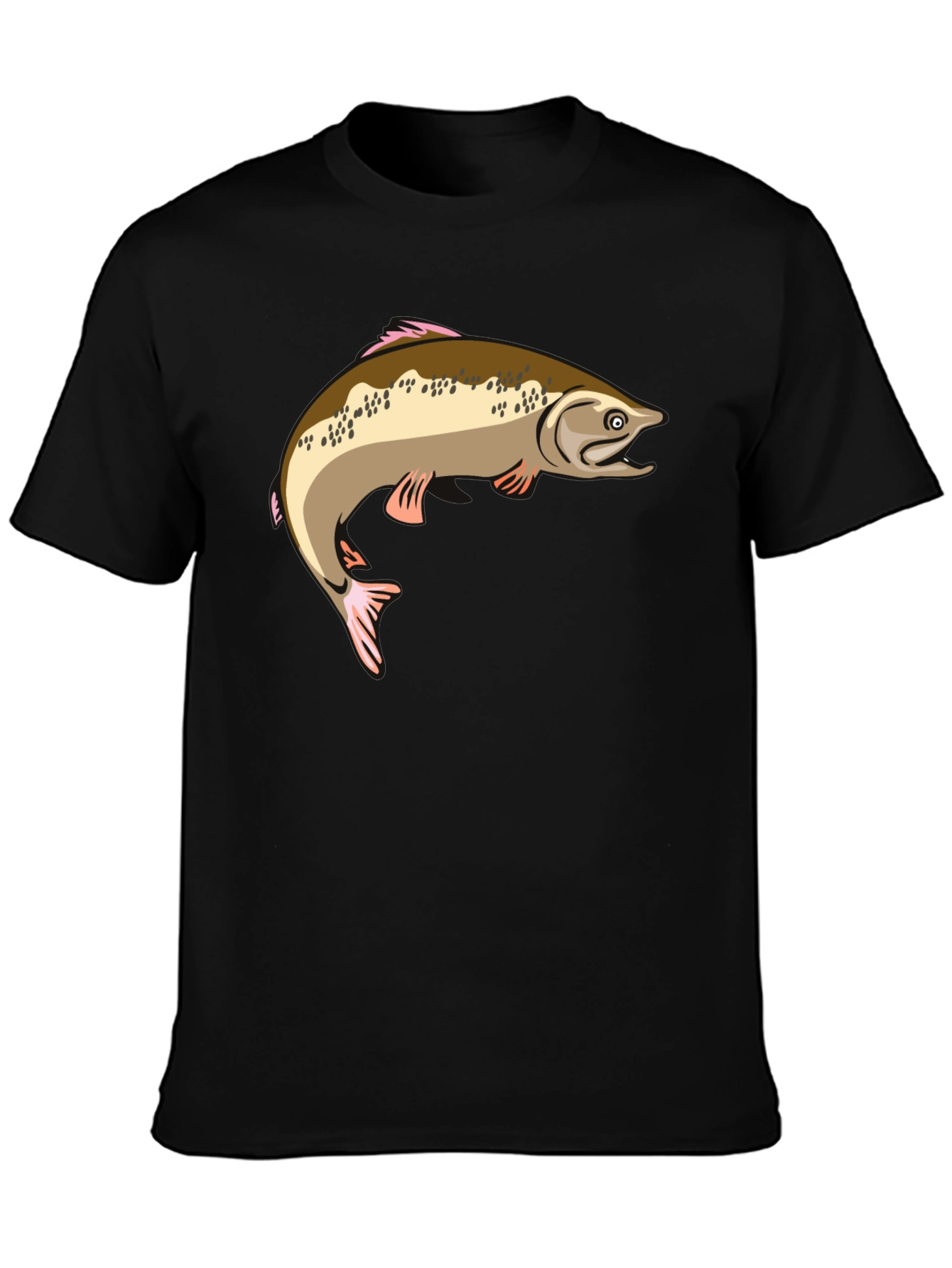 Black Fishing T-Shirt - Salmon Graphic Tee view 3