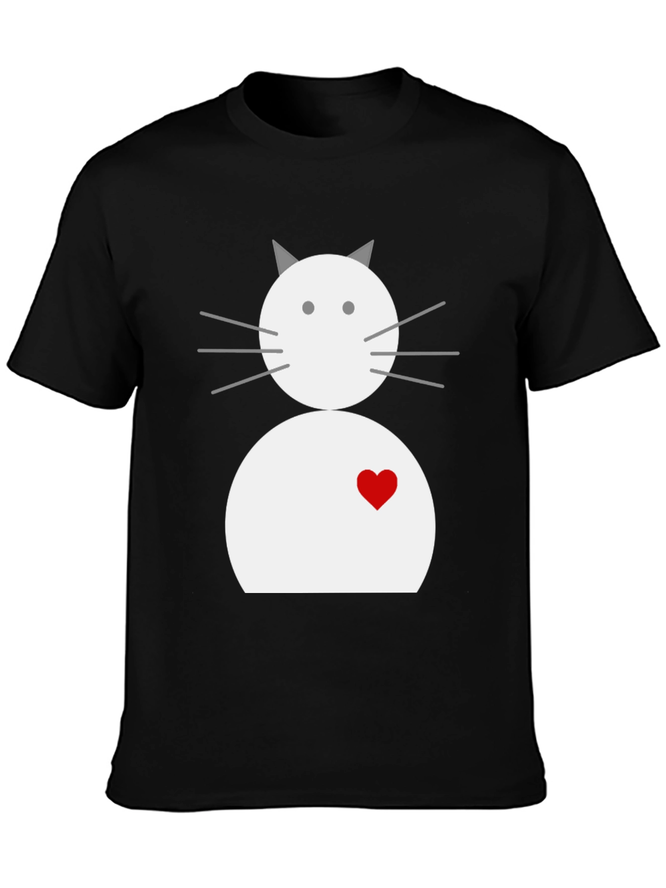 Black Cute Cat Graphic Tee - Black Cotton Blend Shirt view 3