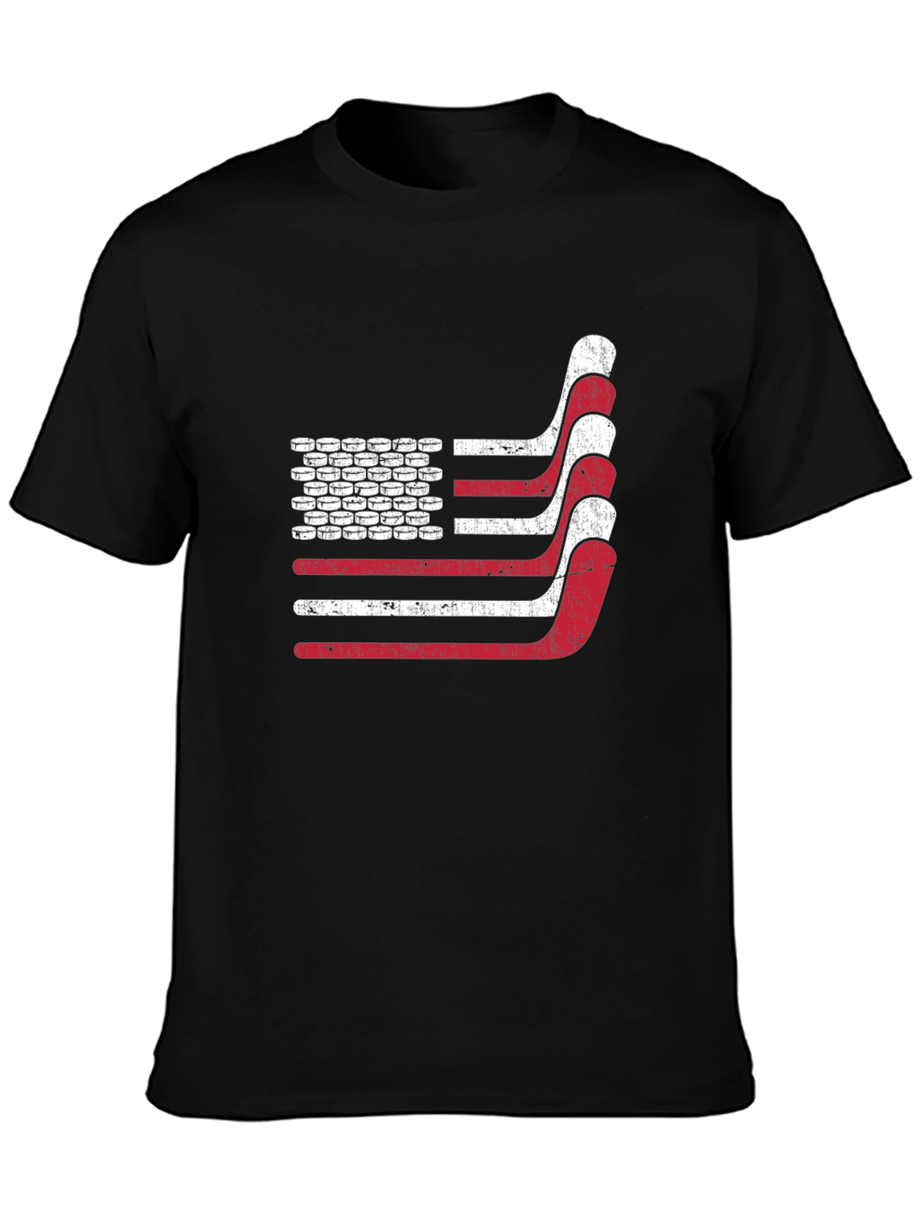Black Hockey American Flag T-Shirt - Patriotic USA Tee view 3