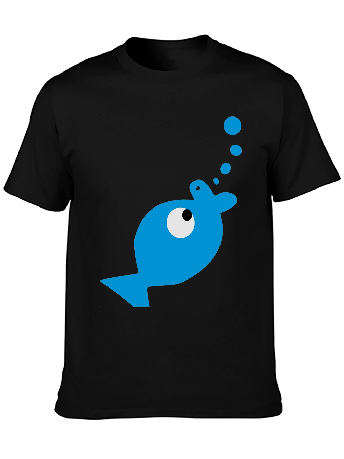 Black Blue Fish Graphic T-Shirt - Casual Comfort view 3
