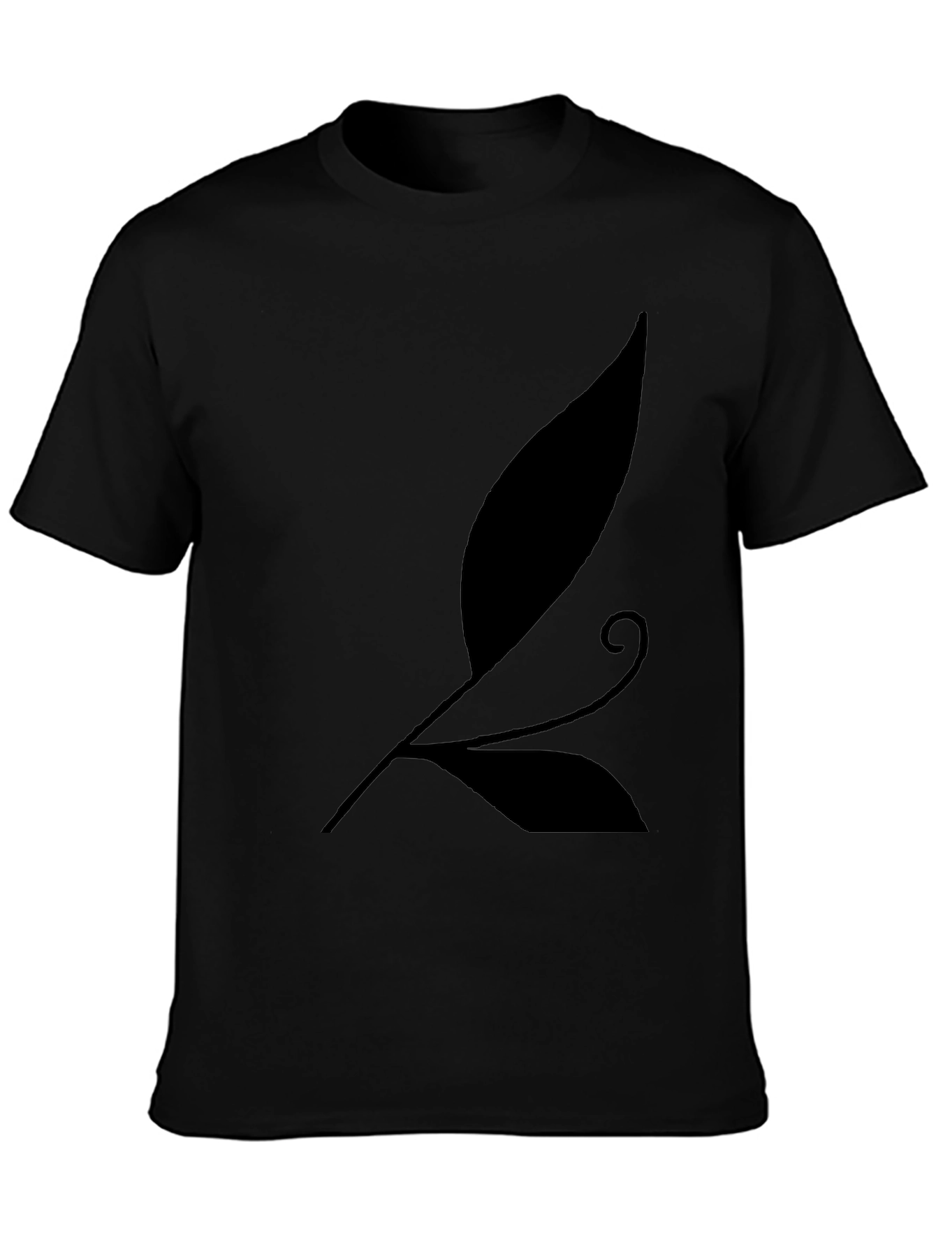 Black Elegant Leaf Design Black T-Shirt - Stylish & Unique view 3