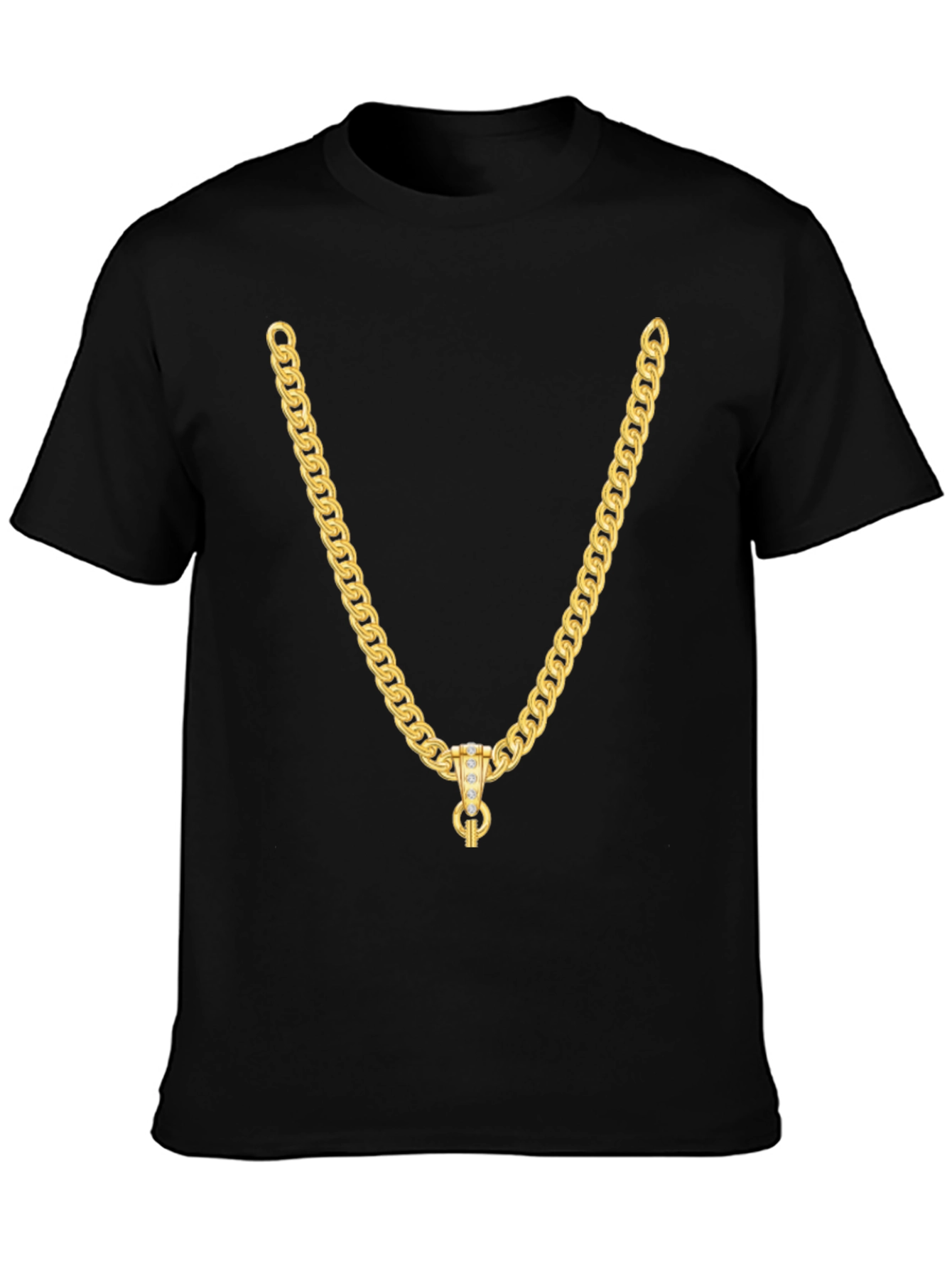 Black Gold Chain Graphic Black T-Shirt view 3