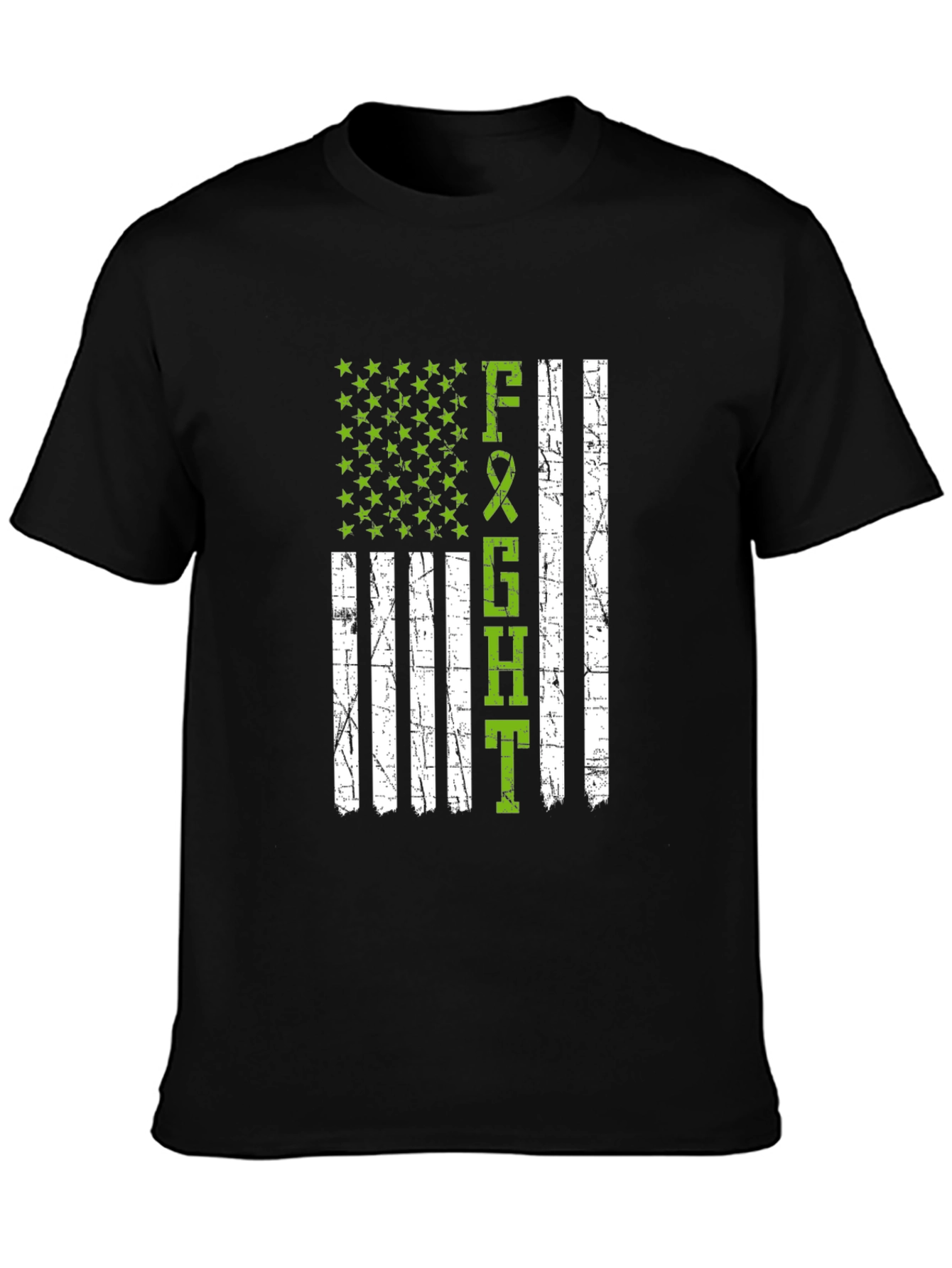 Black Fight T-Shirt - American Flag Style view 3