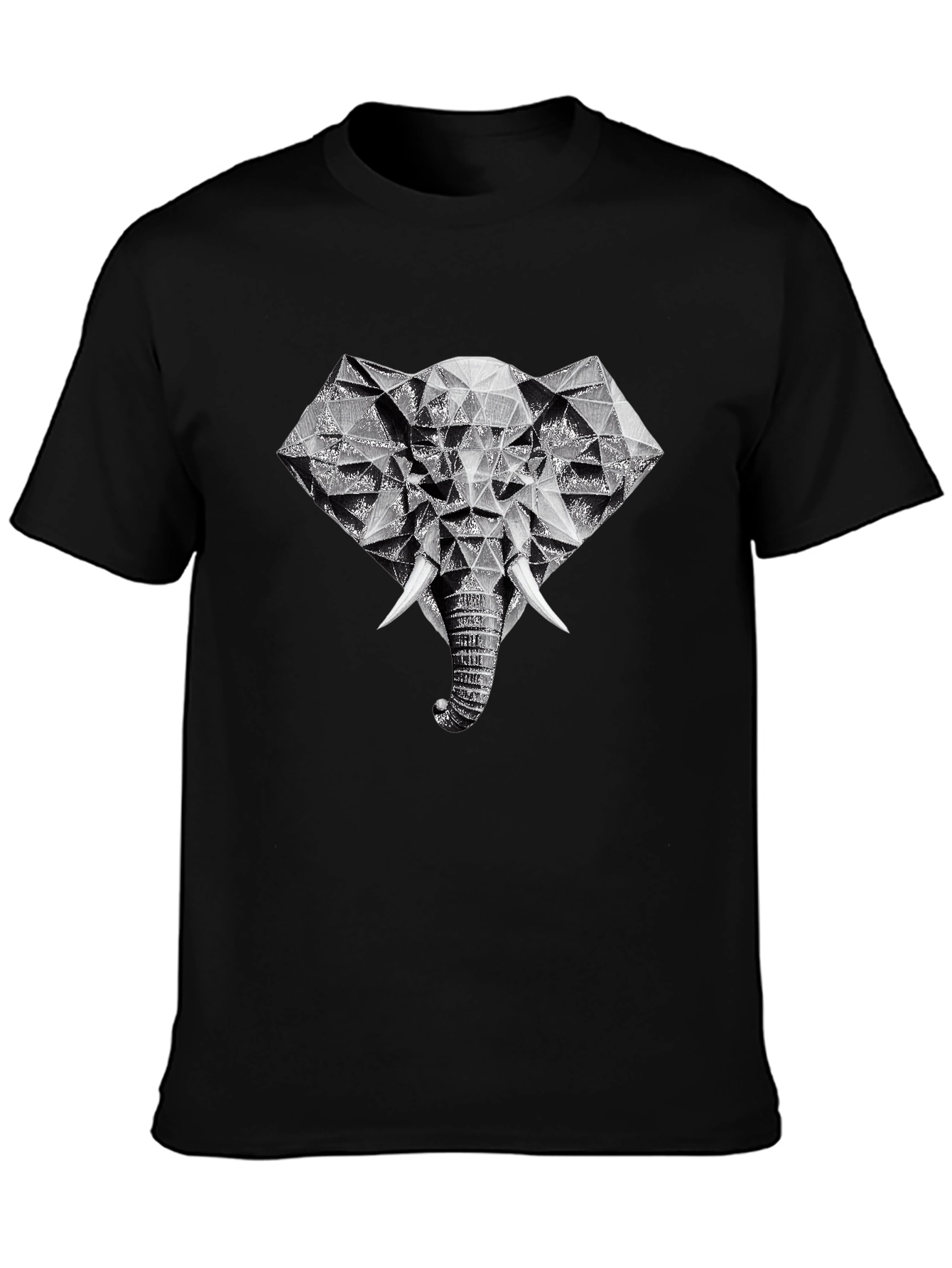 Black Geometric Elephant Graphic Tee - Black view 3