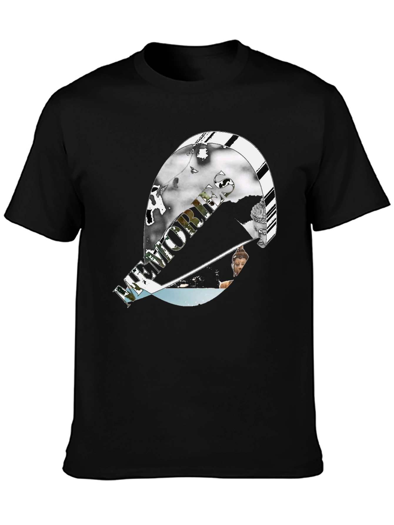 Black Modern Graphic Print Black T-Shirt view 3