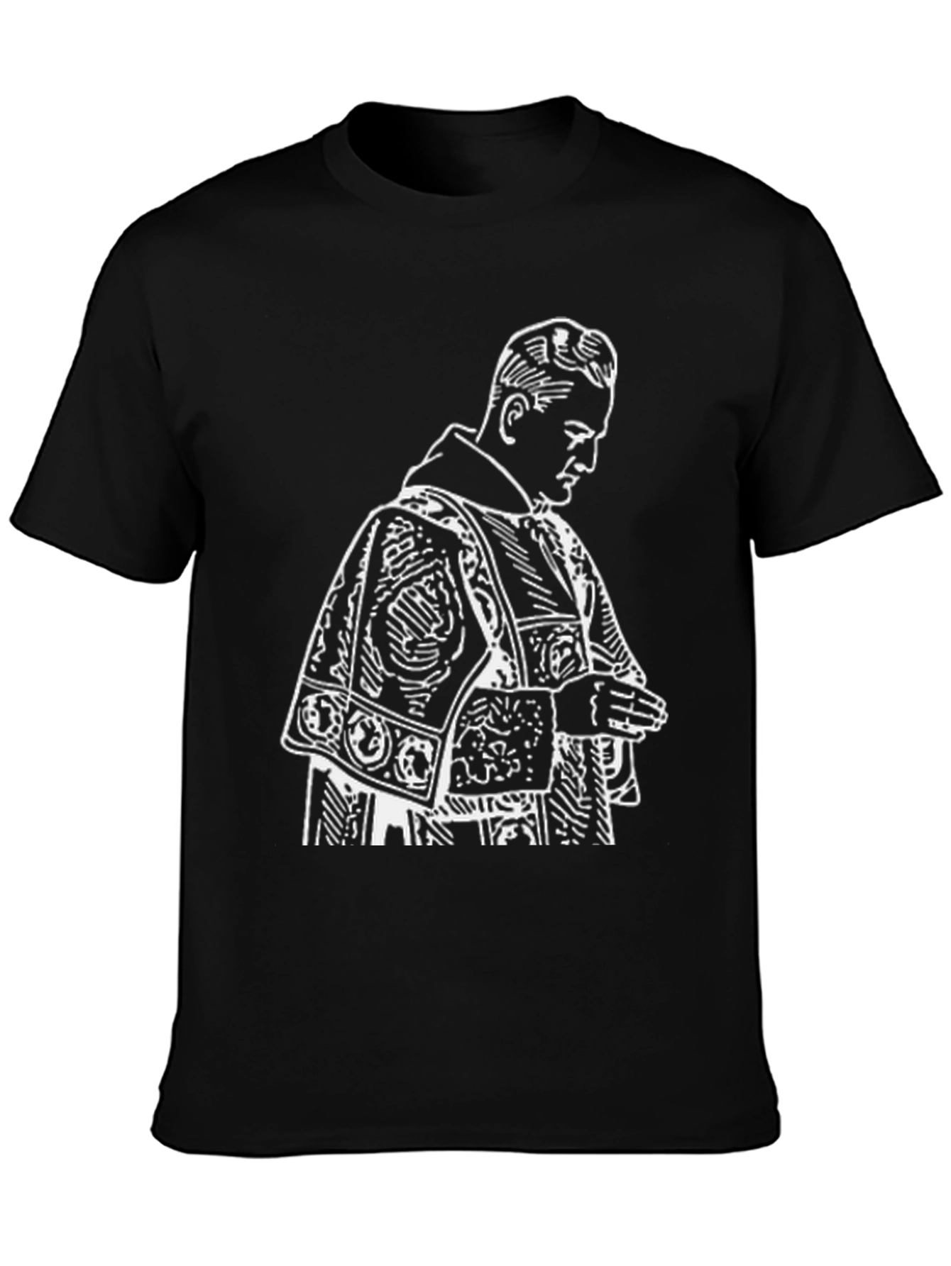 Black Black T-Shirt with Priest Graphic view 3