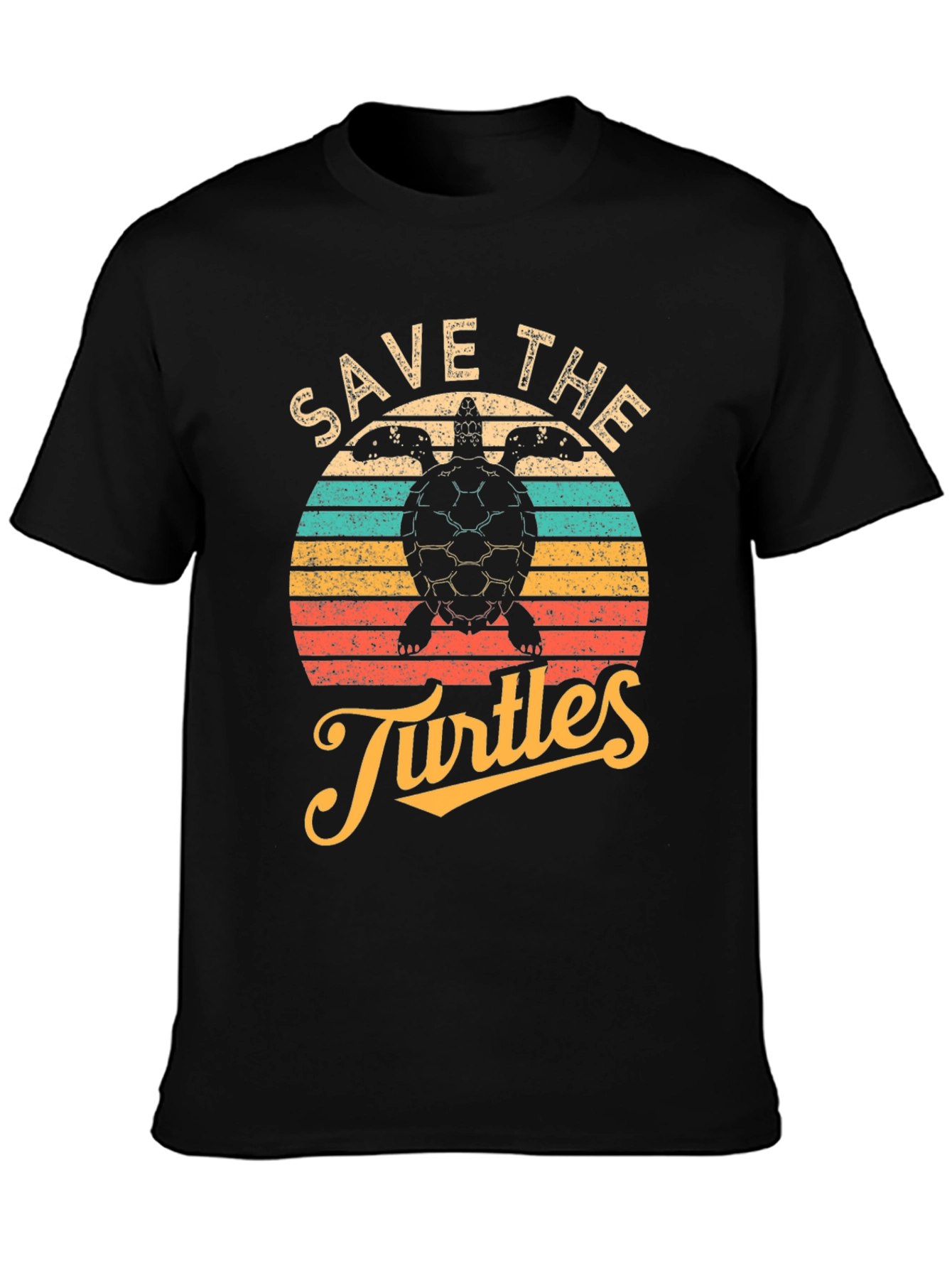 Black Save the Turtles Black Graphic T-Shirt view 3