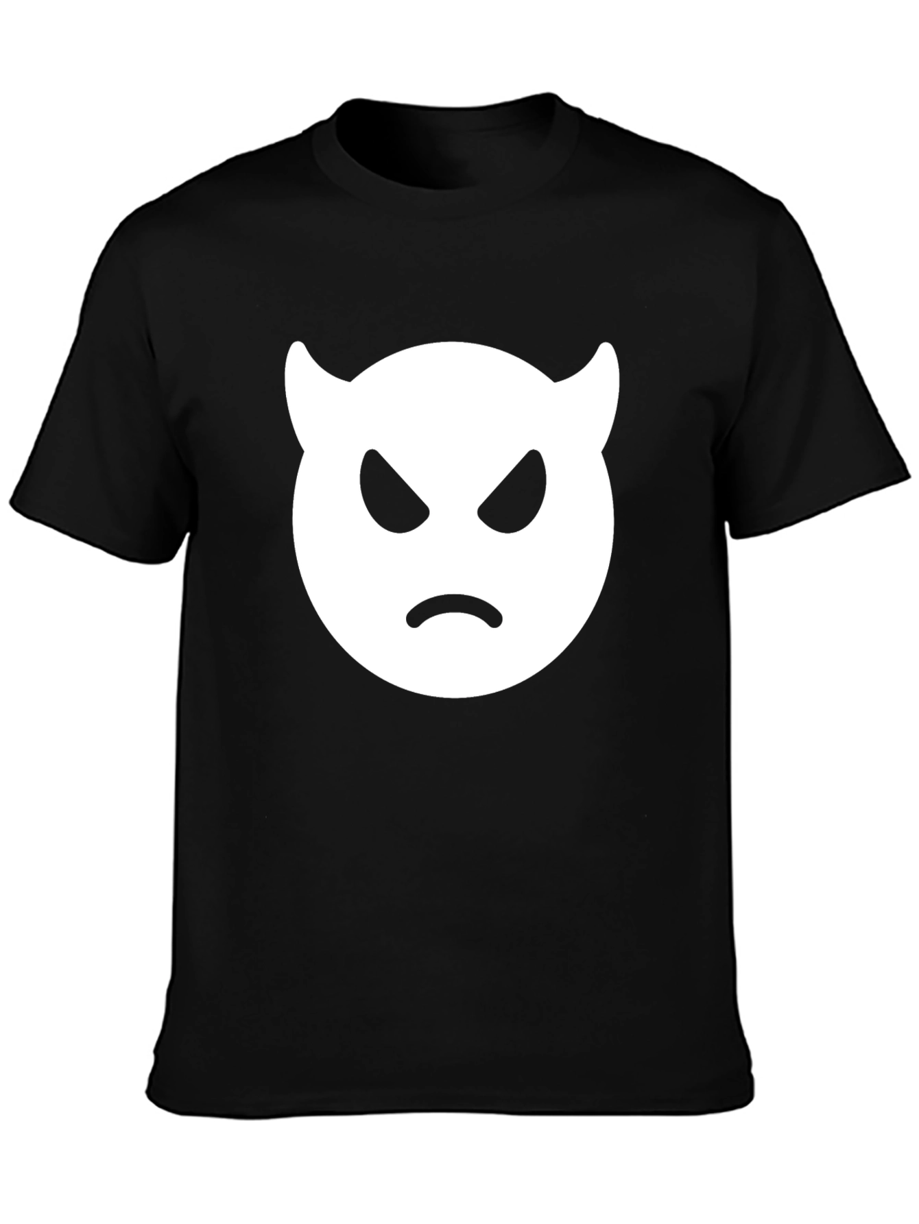 Black Angry Devil Emoji T-Shirt - Black Cotton Tee view 3