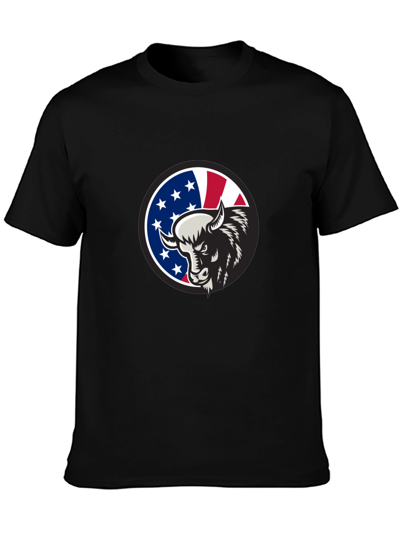Black American Bison Graphic Tee - Black Cotton Blend view 3