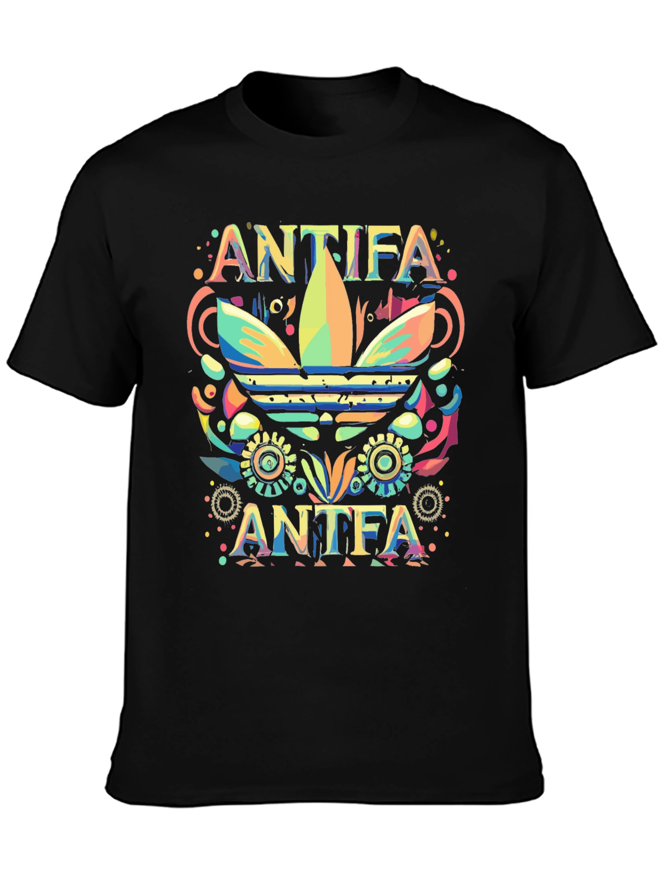 Black Antifa Adidas Inspired Graphic Tee - Unisex view 3