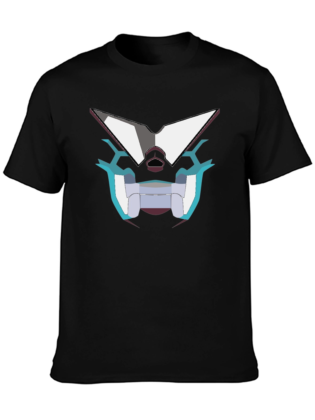 Black Geometric Robot Face Graphic Black T-Shirt view 3