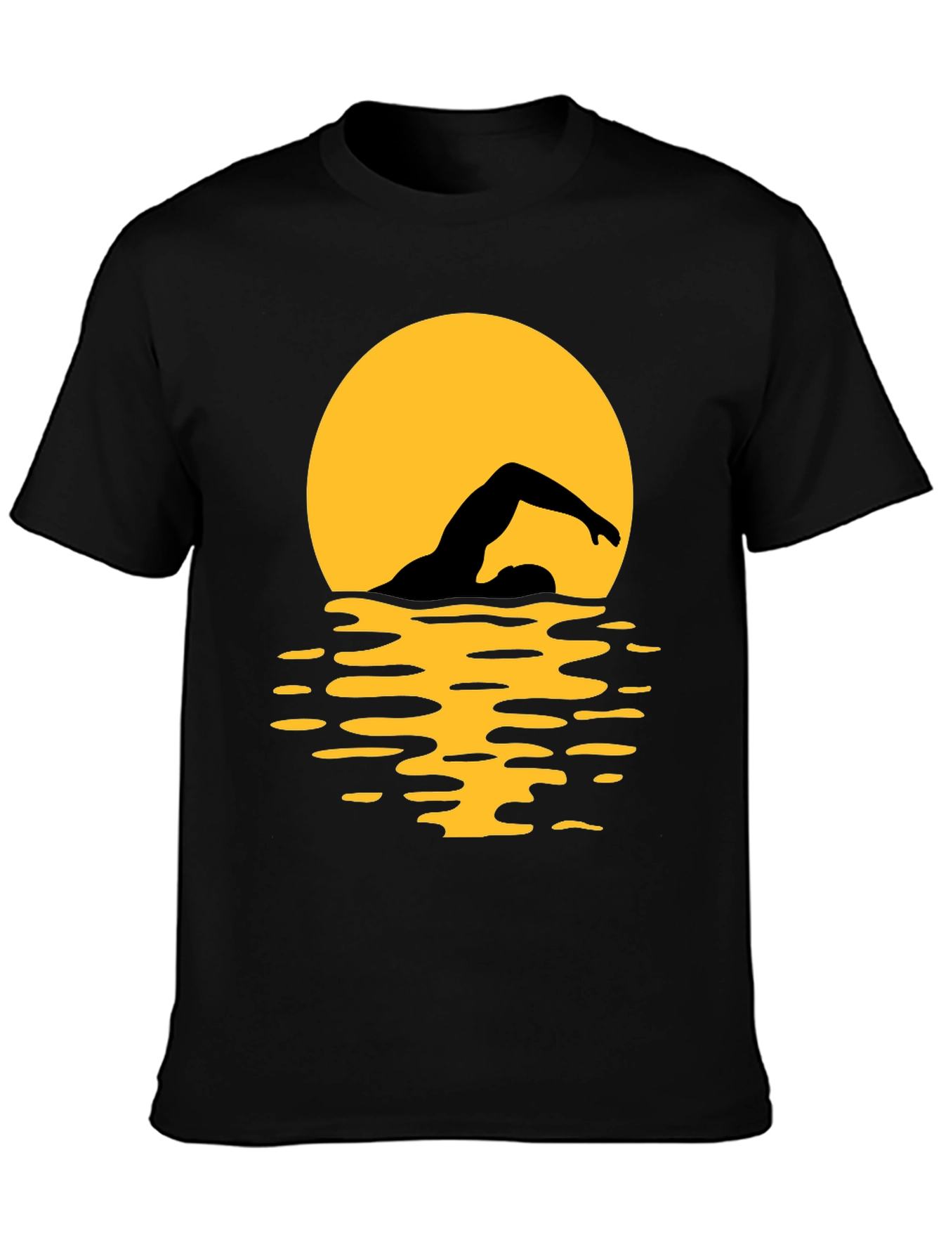 Black Swimmer Silhouette T-Shirt - Black Graphic Tee view 3