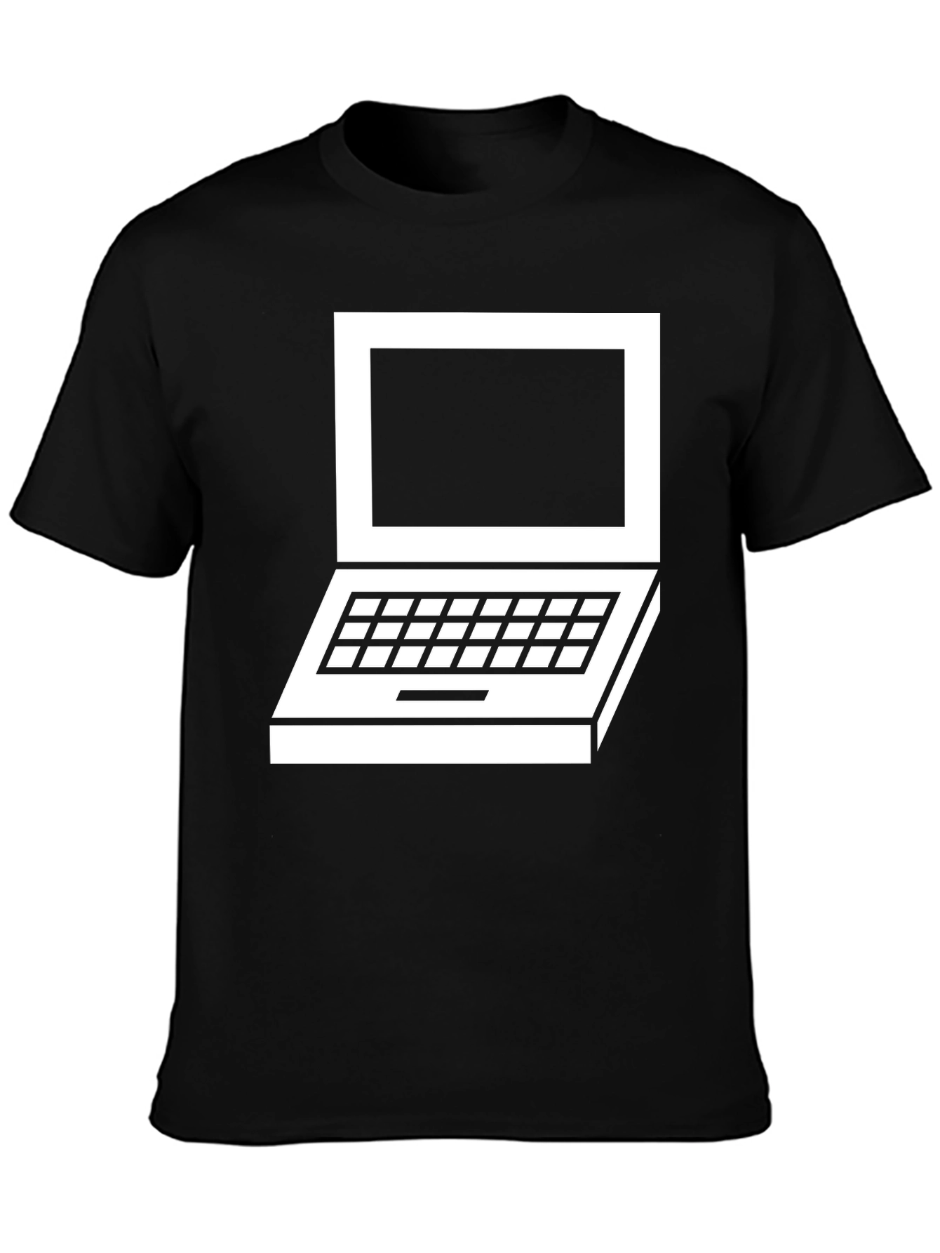 Black Retro Laptop Graphic Tee - Classic Design view 3