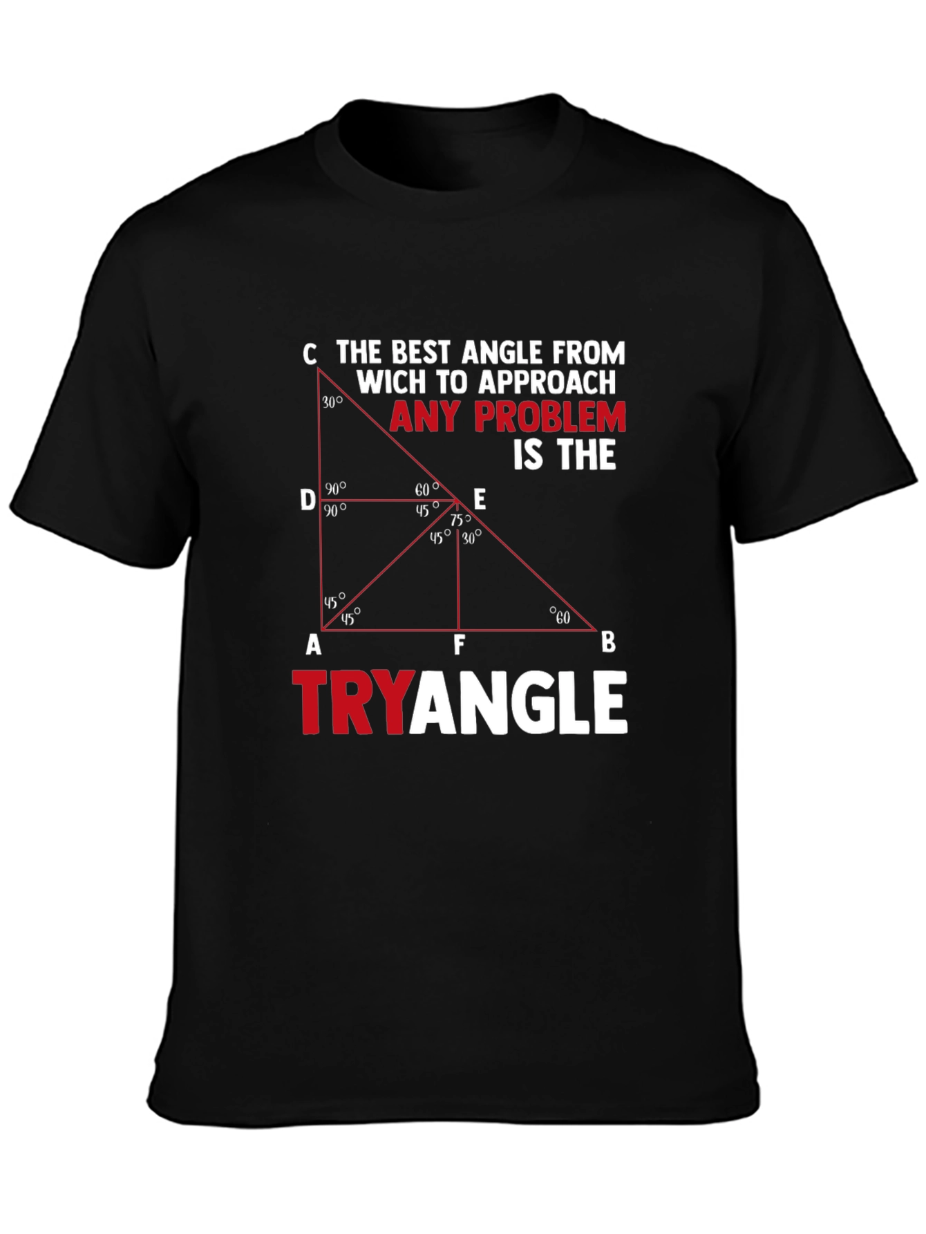 Black Tryangle Math Humor Graphic T-Shirt view 3