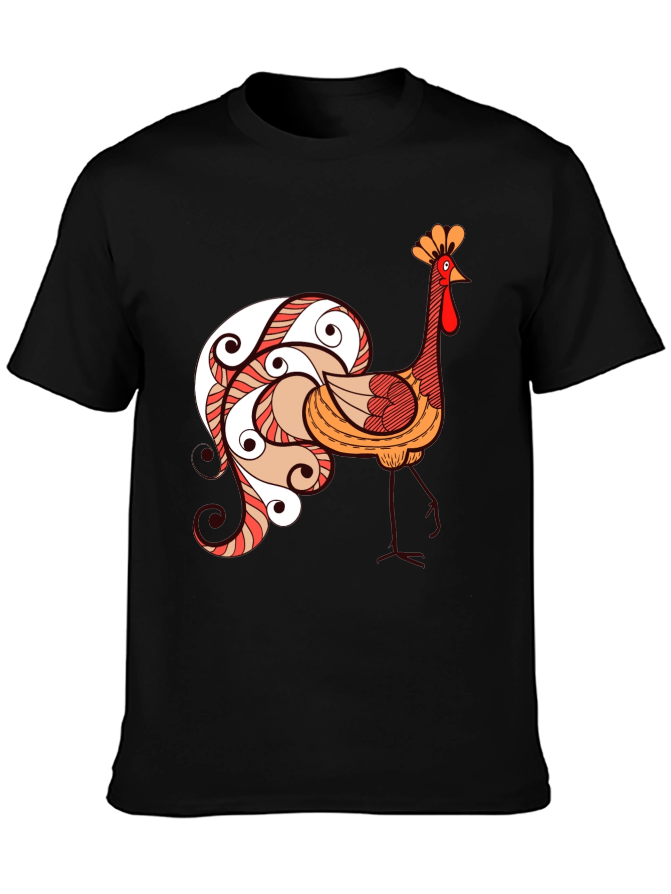 Black Funky Rooster Graphic Tee - Black Cotton T-Shirt view 3