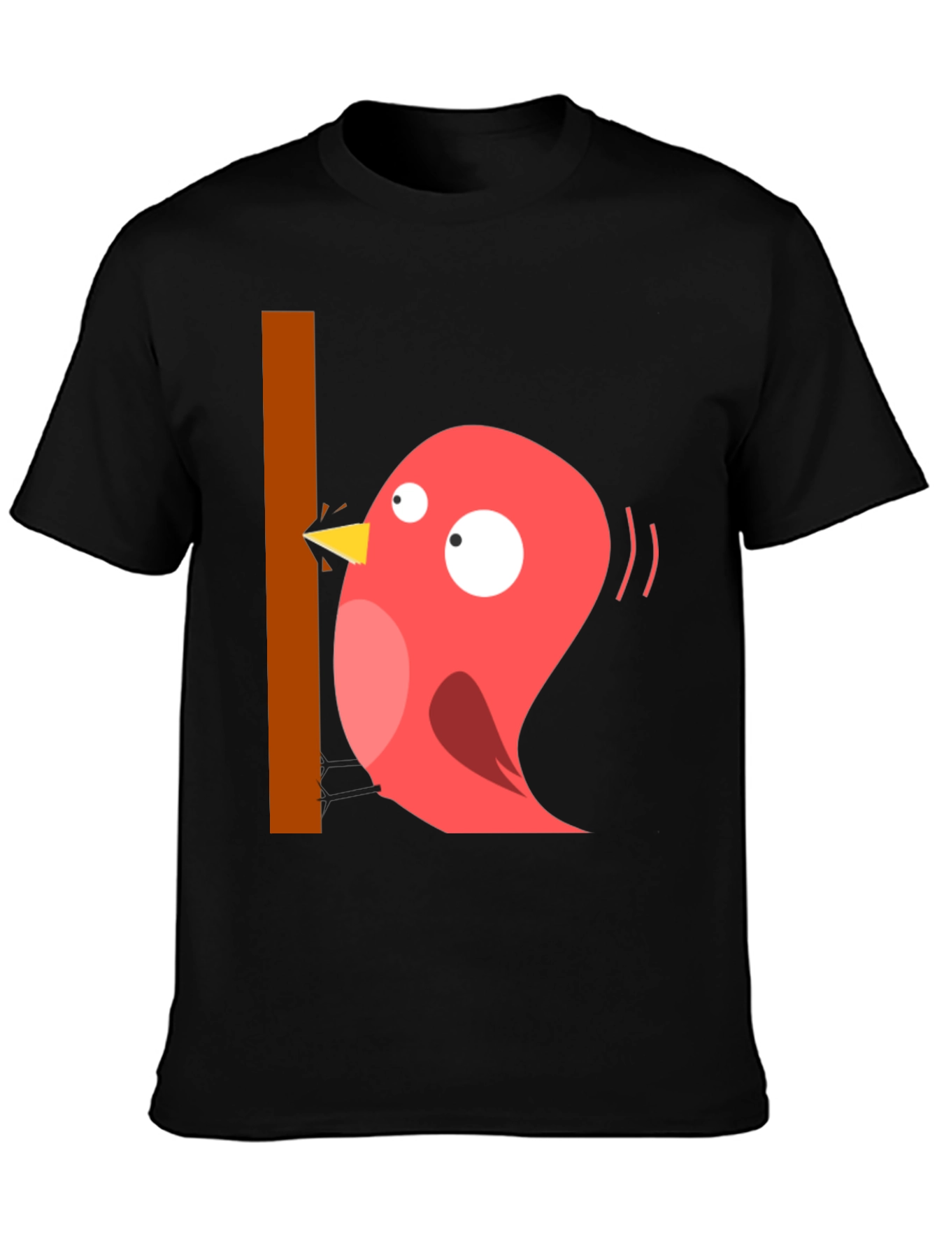 Black Funny Bird Graphic T-Shirt - Casual Black Tee view 3