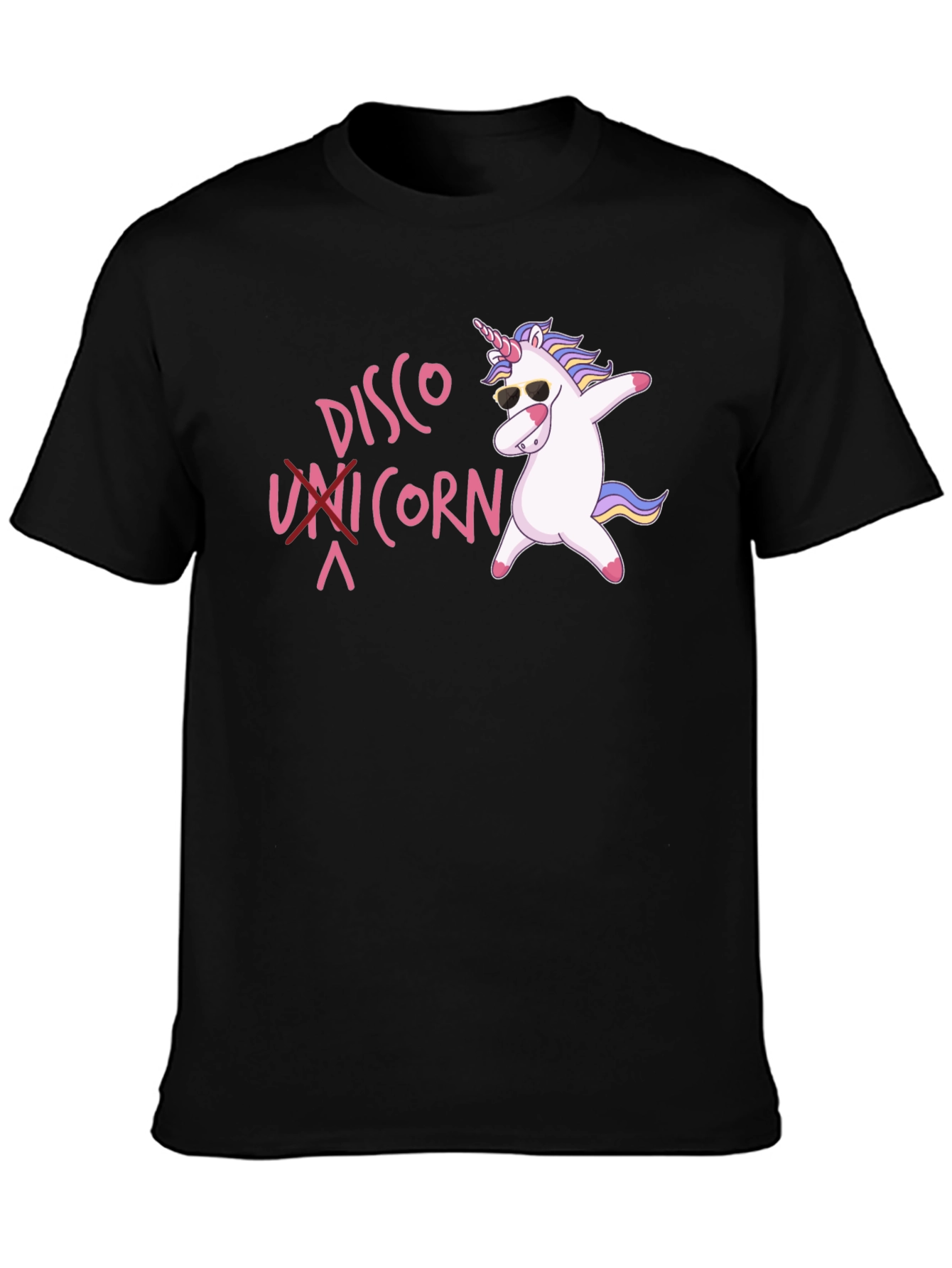 Black Disco Unicorn Graphic Black T-Shirt view 3