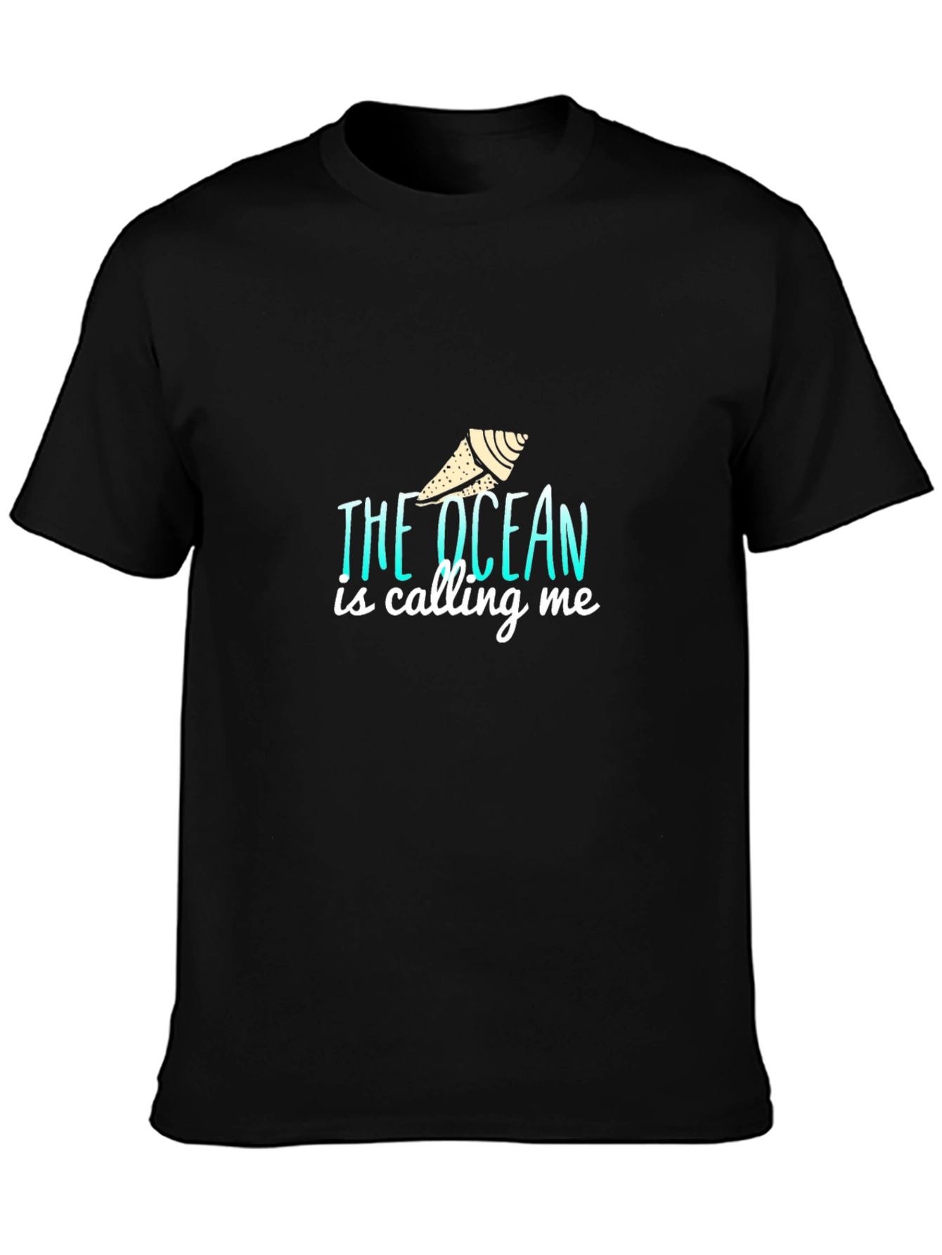 Black The Ocean is Calling Me Black T-Shirt view 3