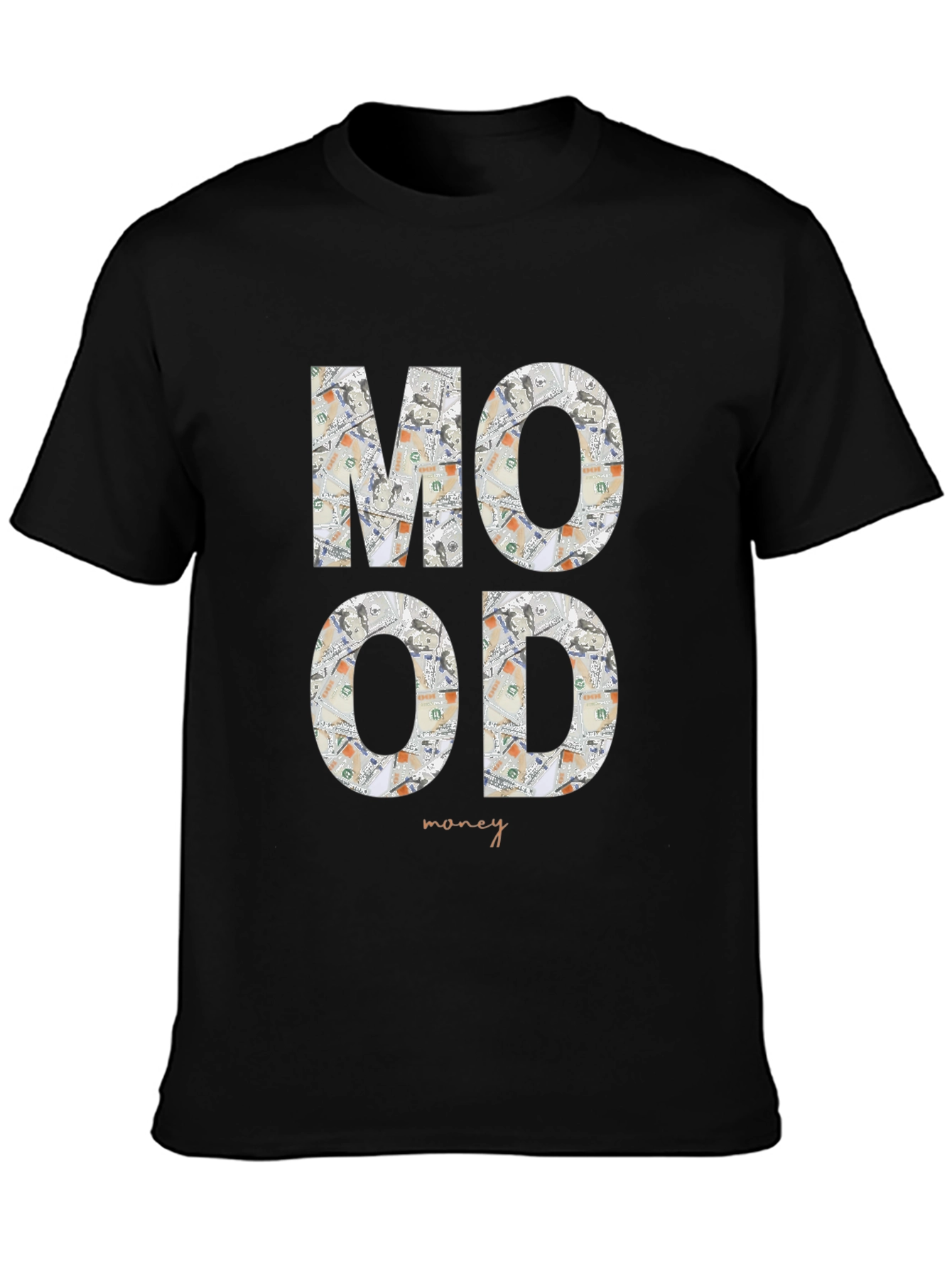 Black Mood Money Graphic Tee - Black Cotton Shirt view 3
