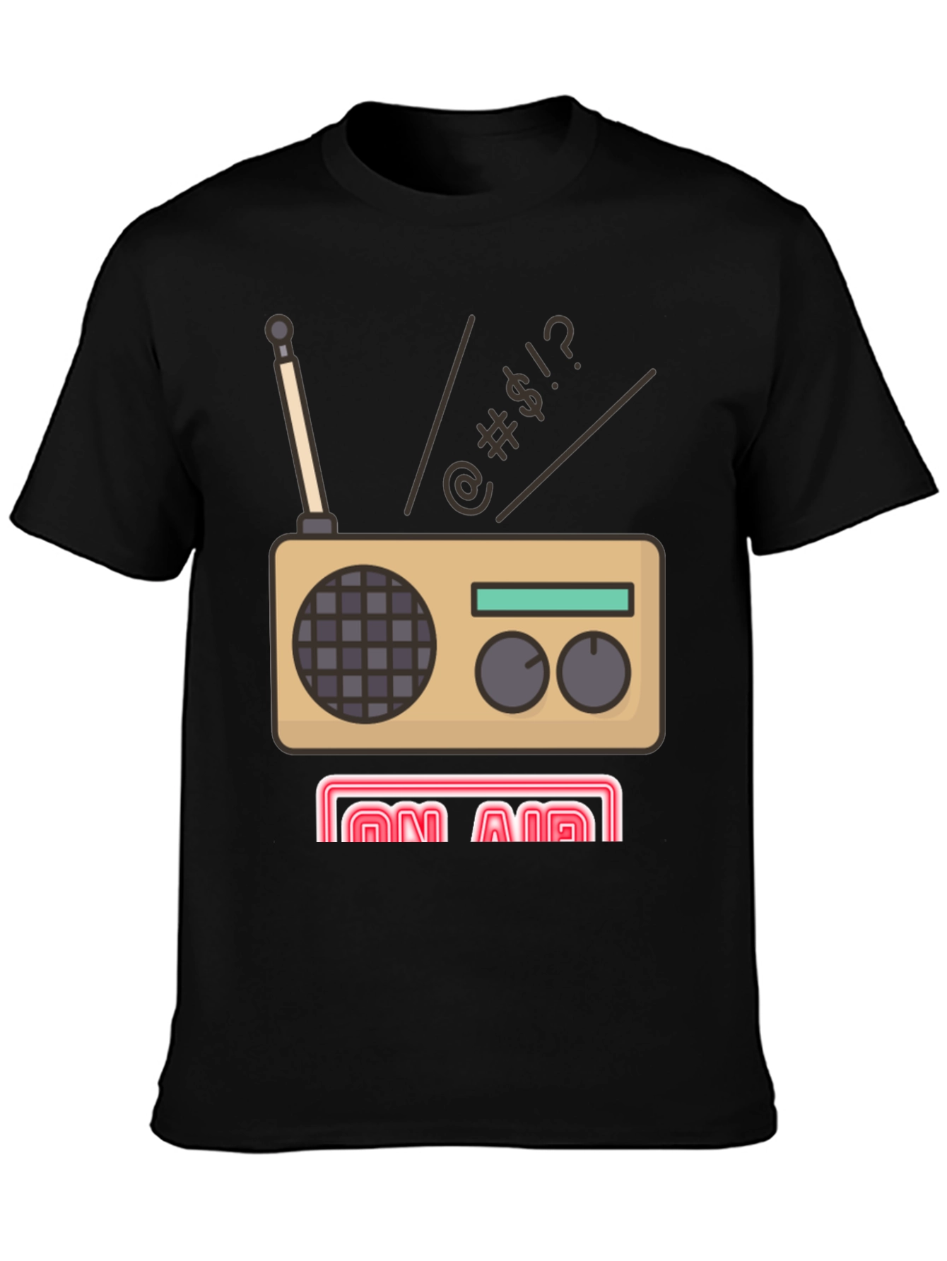 Black Retro Radio Cartoon Graphic Tee view 3