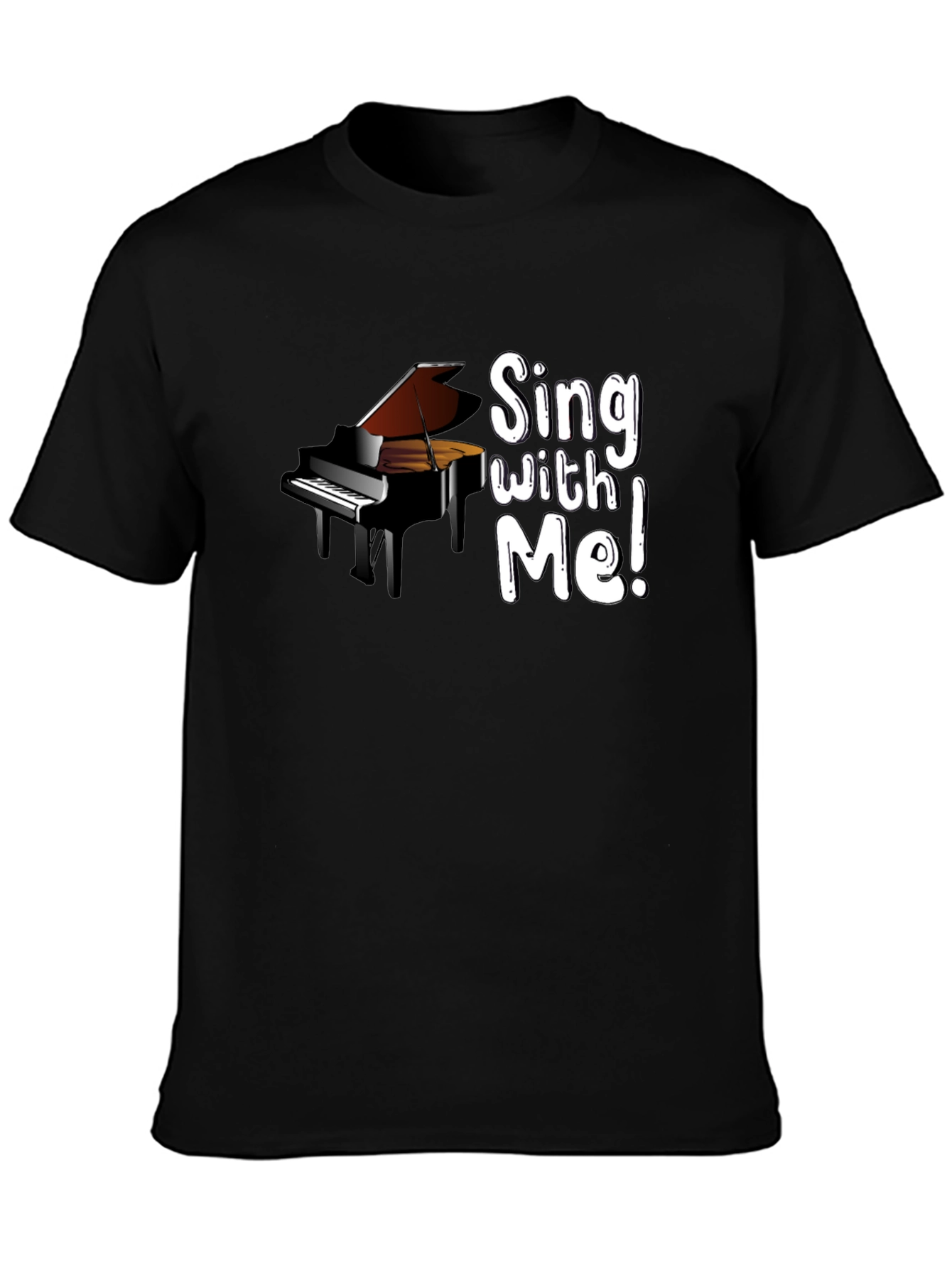 Sing With Me Piano Graphic Black T-Shirt - 3