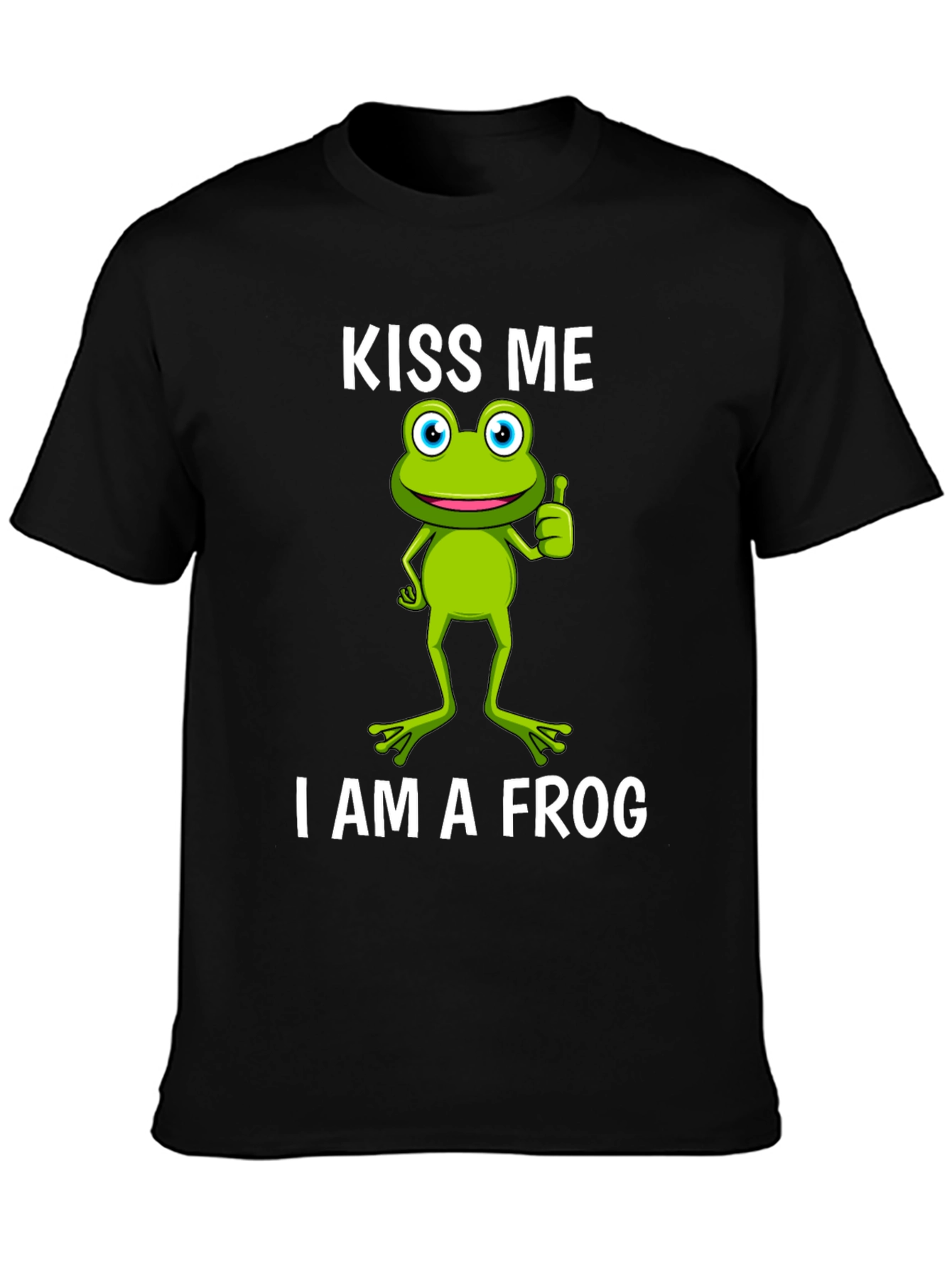 Black Kiss Me, I Am A Frog Graphic T-Shirt view 3
