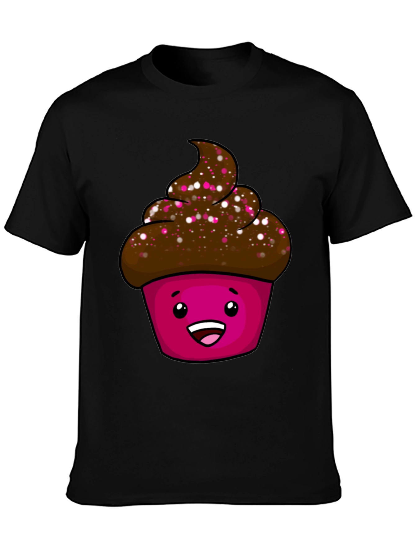 Black Cute Cupcake Graphic T-Shirt - Unisex Black Tee view 3