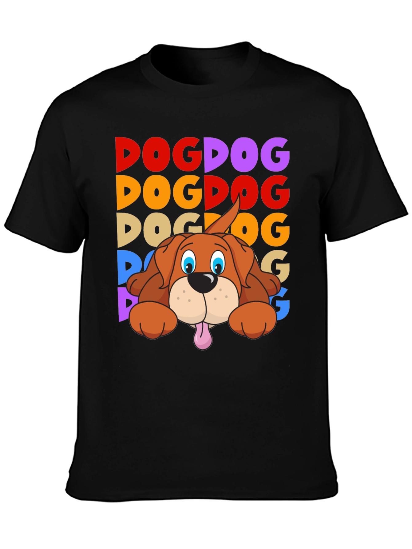 Black Dog Graphic T-Shirt - Fun Colorful Design view 3