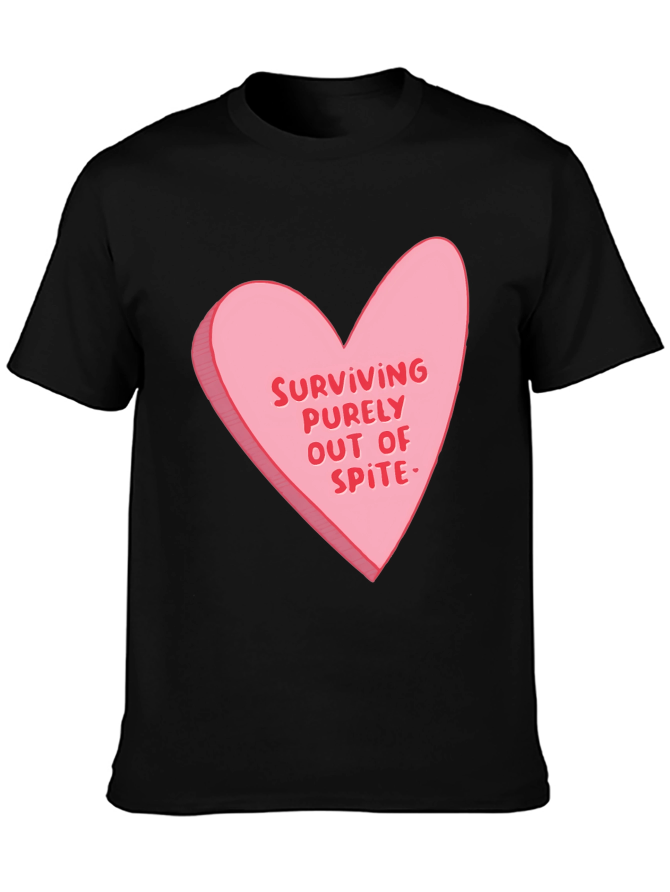 Black Surviving Out of Spite Valentine's Day Heart Graphic Tee view 3
