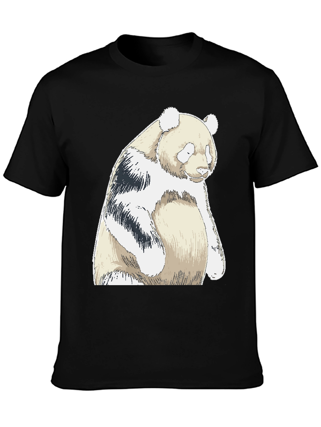 Black Panda Bear Graphic Tee - Black Cotton Blend view 3