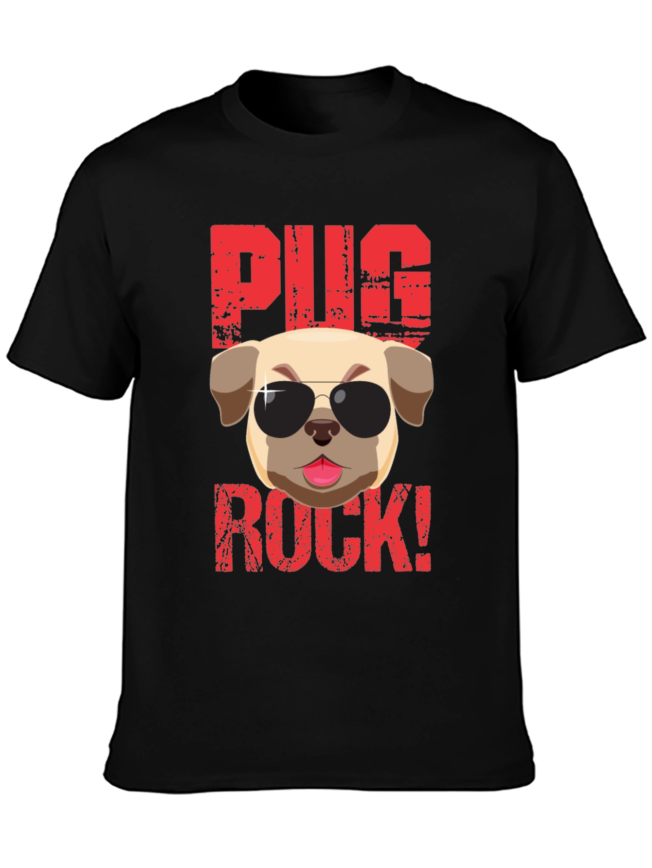 Black Pug Rock T-Shirt - Cool Dog Tee view 3