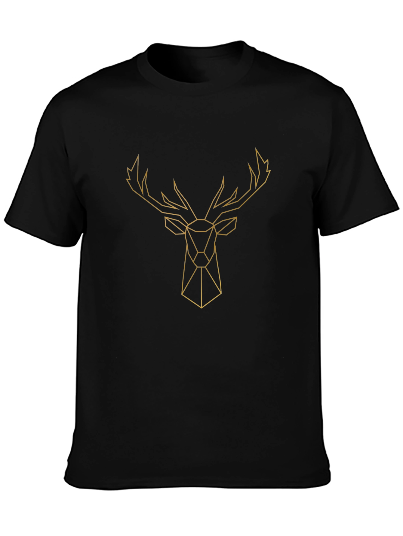 Black Geometric Deer Head Graphic Tee - Black view 3