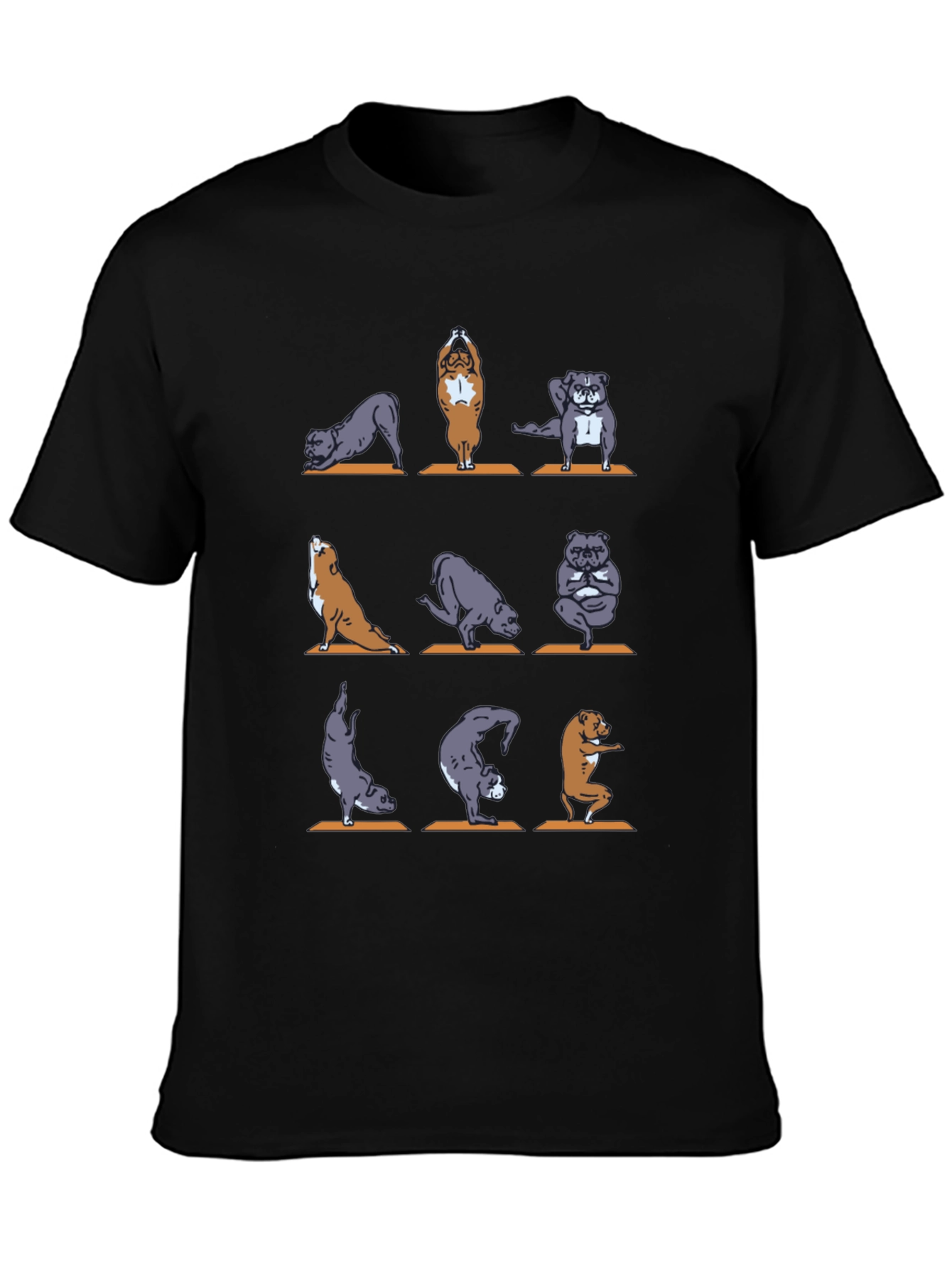 Black Yoga Dogs Graphic T-Shirt - Unisex view 3