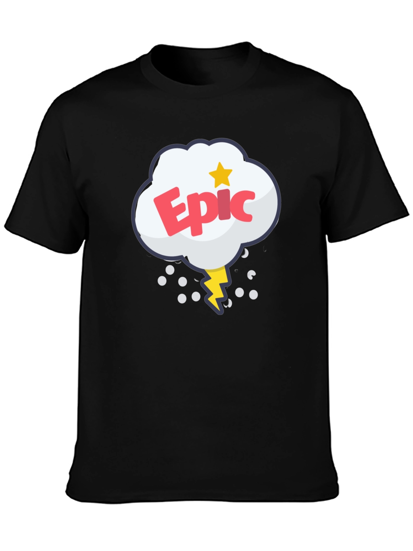 Black Epic Cartoon Style Graphic T-Shirt view 3