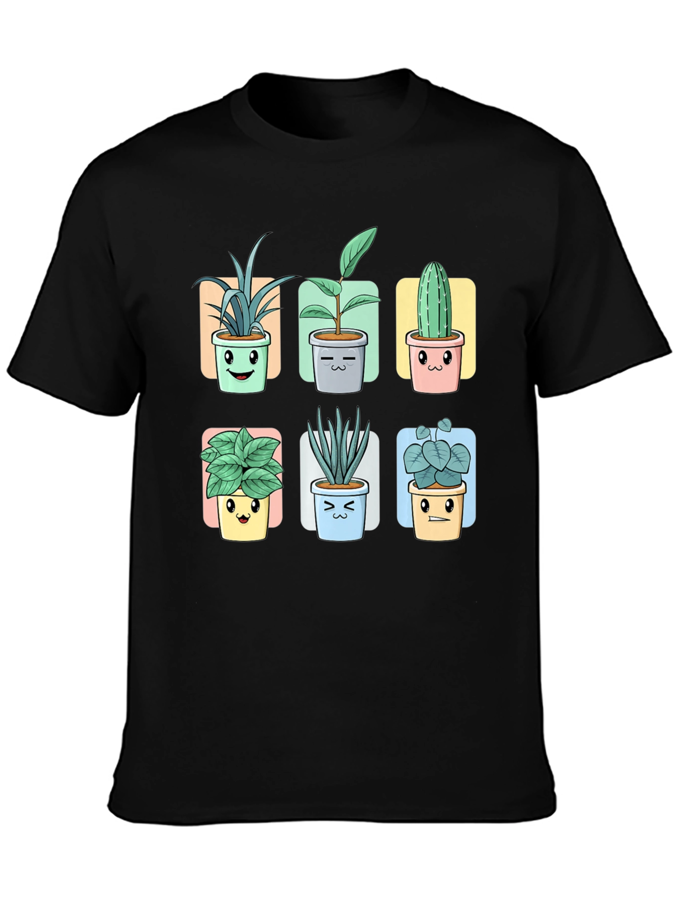 Black Cute Potted Plants Graphic Tee view 3