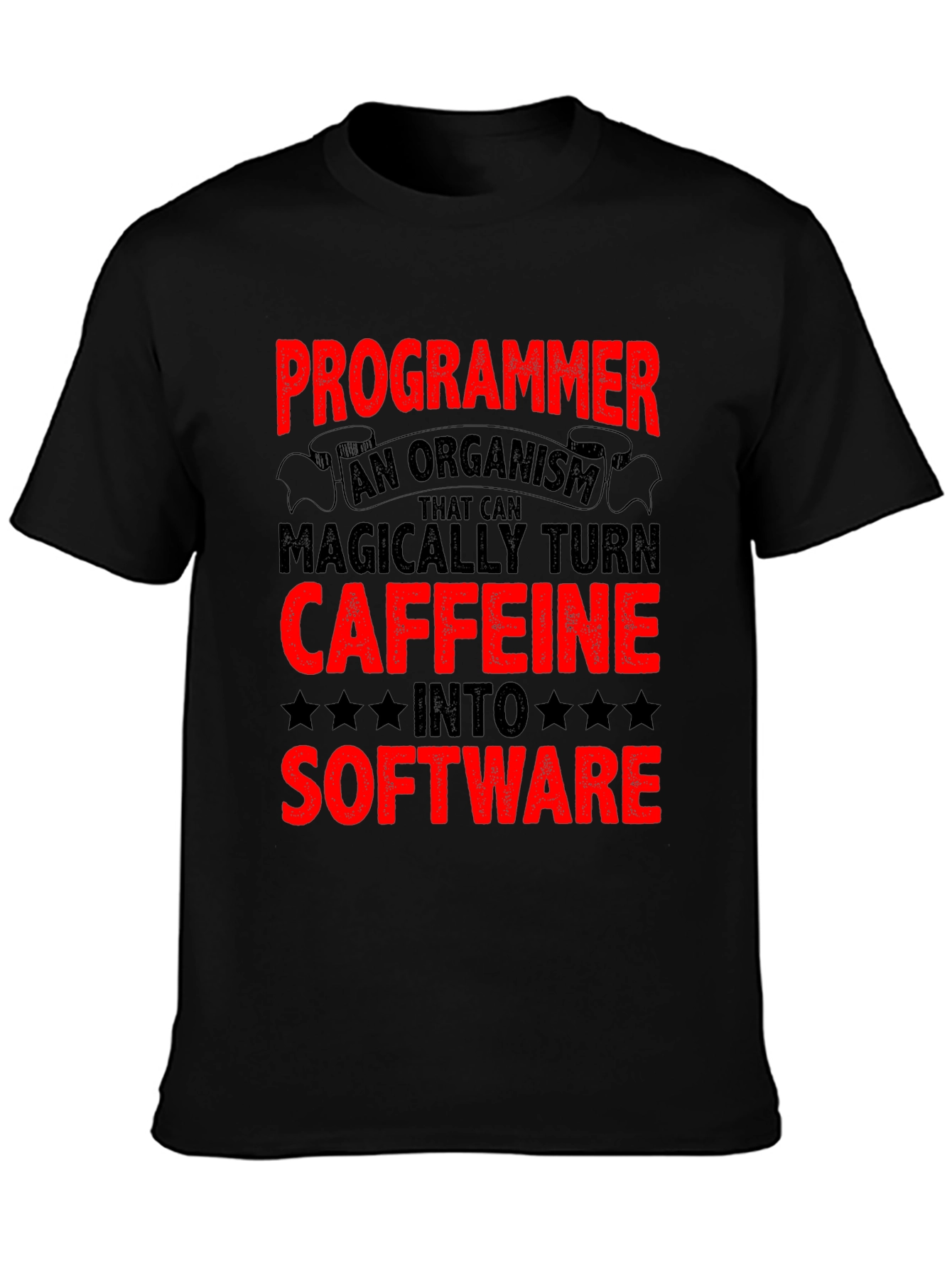 Black Programmer Caffeine to Software Black T-Shirt view 3