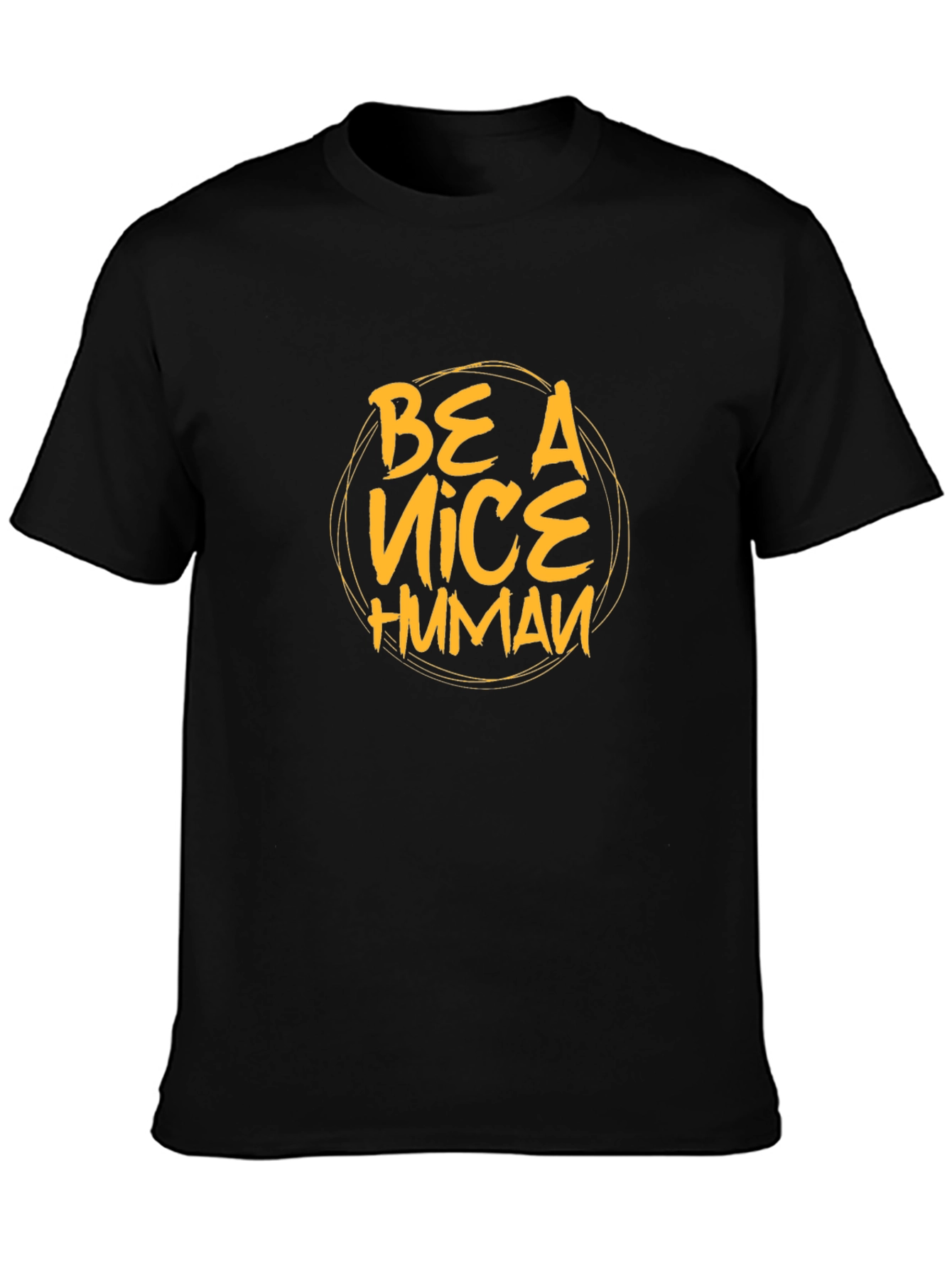 Black Be A Nice Human Graphic Tee - Unisex Black T-Shirt view 3